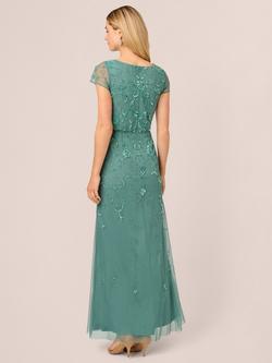 Adrianna Papell Studio Beaded Blouson Sleeve Maxi Dress - view 2, Slate Green