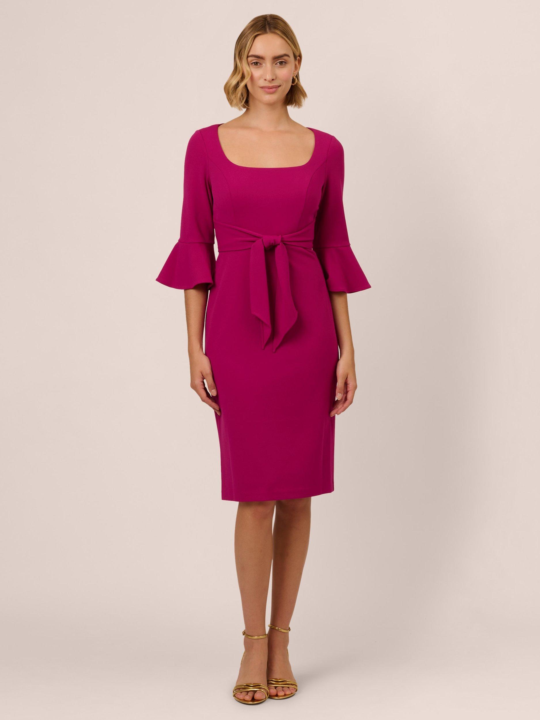 Product image 1 of 7, which shows Adrianna Papell Bell Sleeve Tie Front Midi Dress, Wine Berry, 6