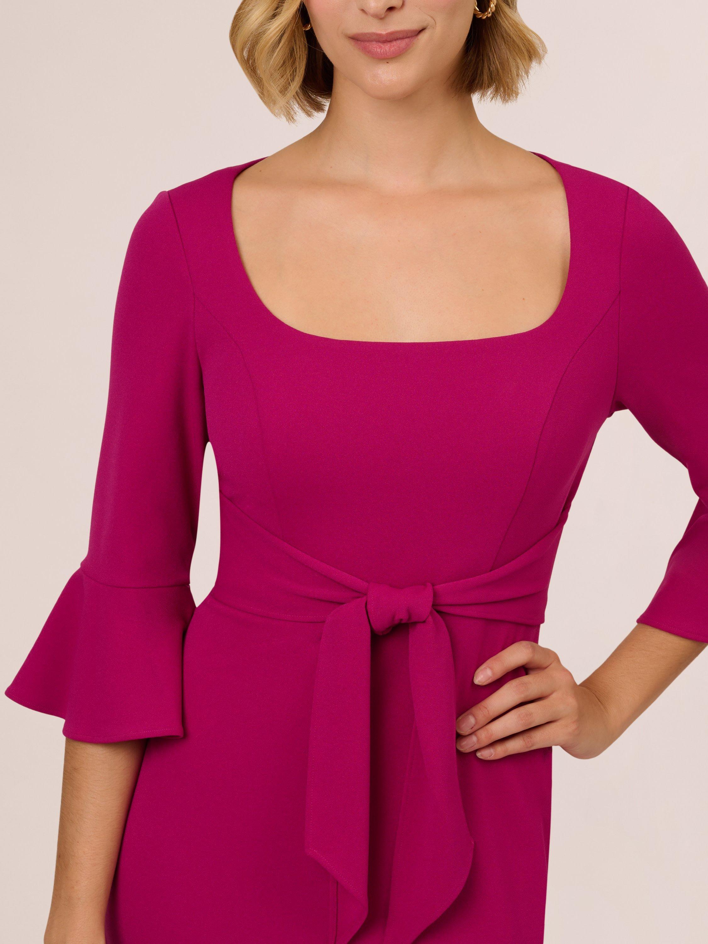 Product image 4 of 7, which shows Adrianna Papell Bell Sleeve Tie Front Midi Dress, Wine Berry, 6