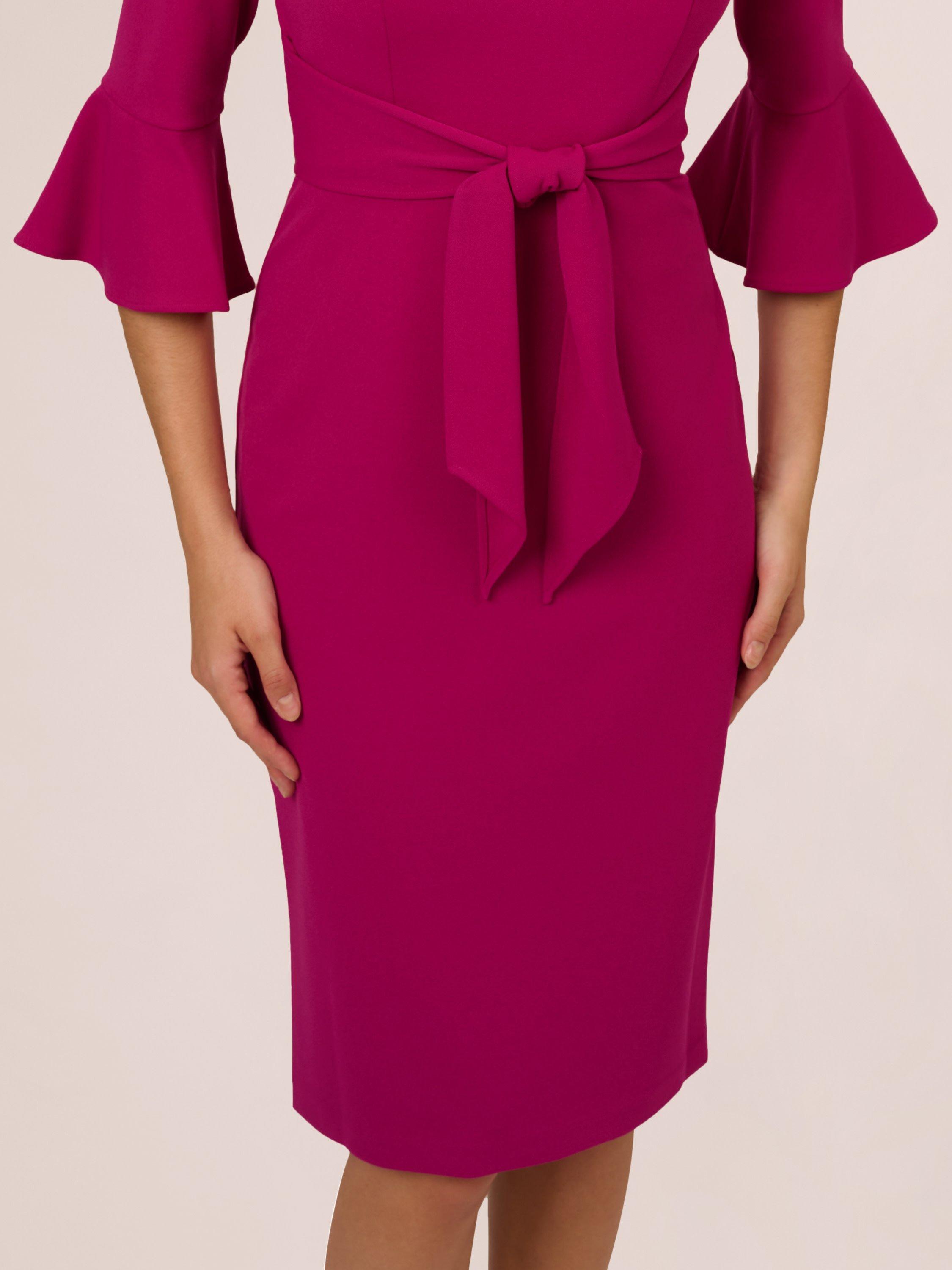 Product image 5 of 7, which shows Adrianna Papell Bell Sleeve Tie Front Midi Dress, Wine Berry, 6