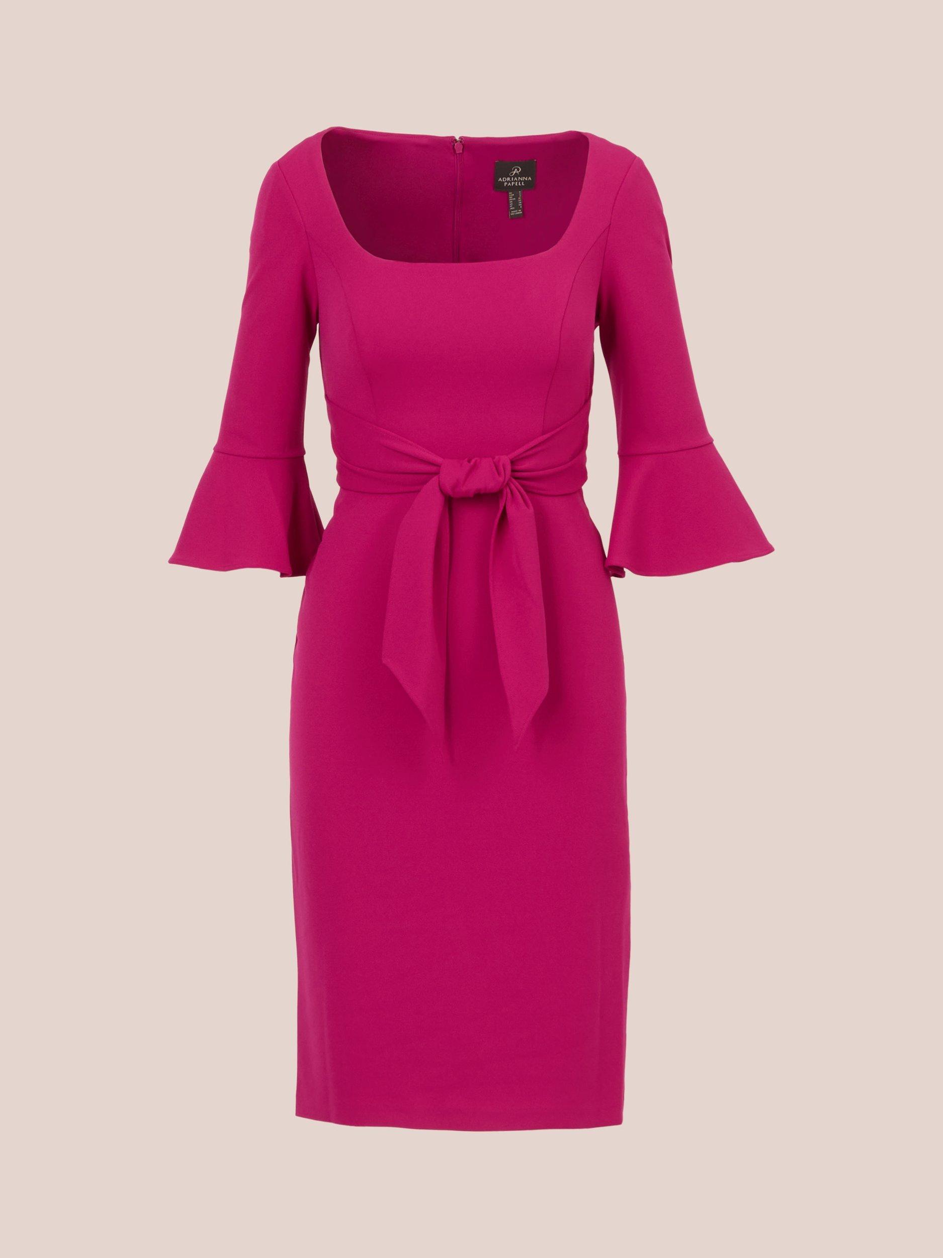 Product image 6 of 7, which shows Adrianna Papell Bell Sleeve Tie Front Midi Dress, Wine Berry, 6