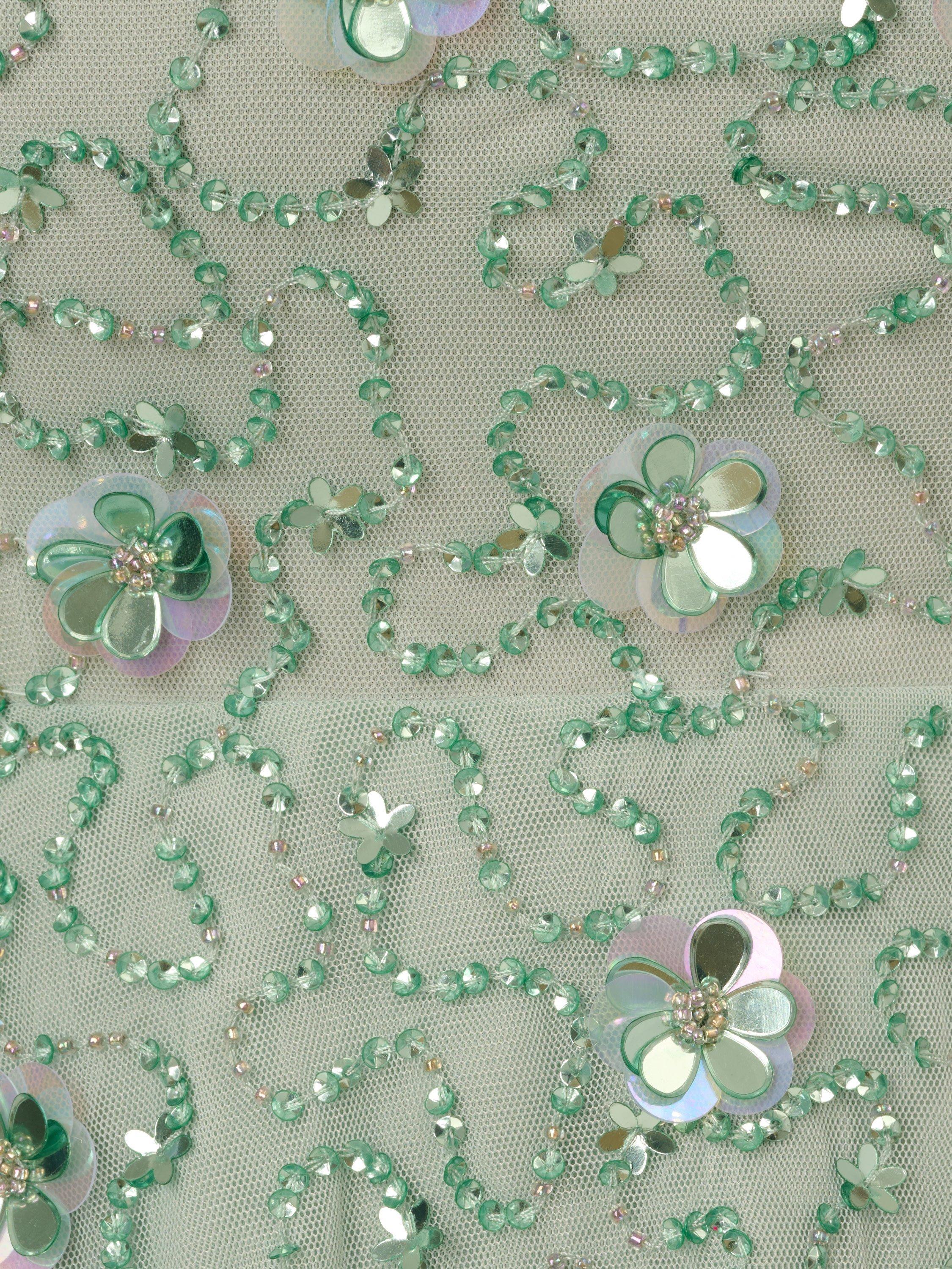Product image 7 of 7, which shows Adrianna Papell Illusion Beaded Mesh Dress, Icy Sage, 18