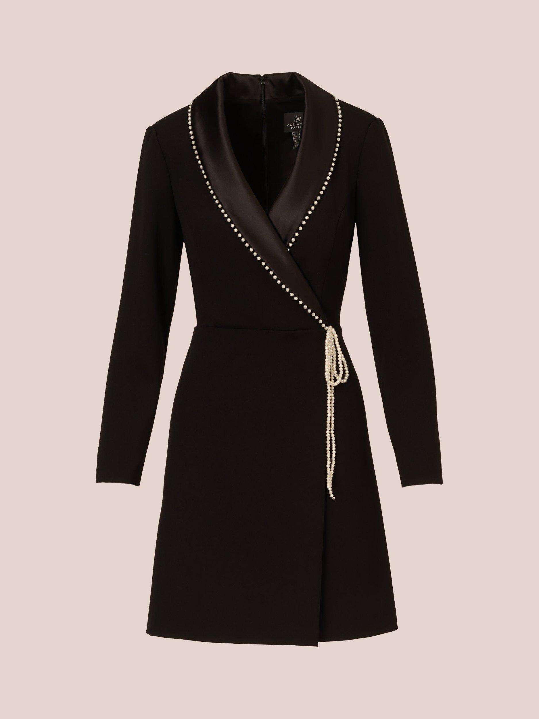 Adrianna Papell Pearl Wrap Blazer Dress, Black