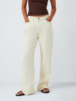 John Lewis ANYDAY Mid Rise Wide Leg Jeans, Ecru, Ecru