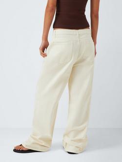 John Lewis ANYDAY Mid Rise Wide Leg Jeans, Ecru - view 2, Ecru