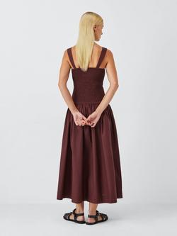 John Lewis ANYDAY Shirred Bodice Maxi Dress - view 2, Chocolate