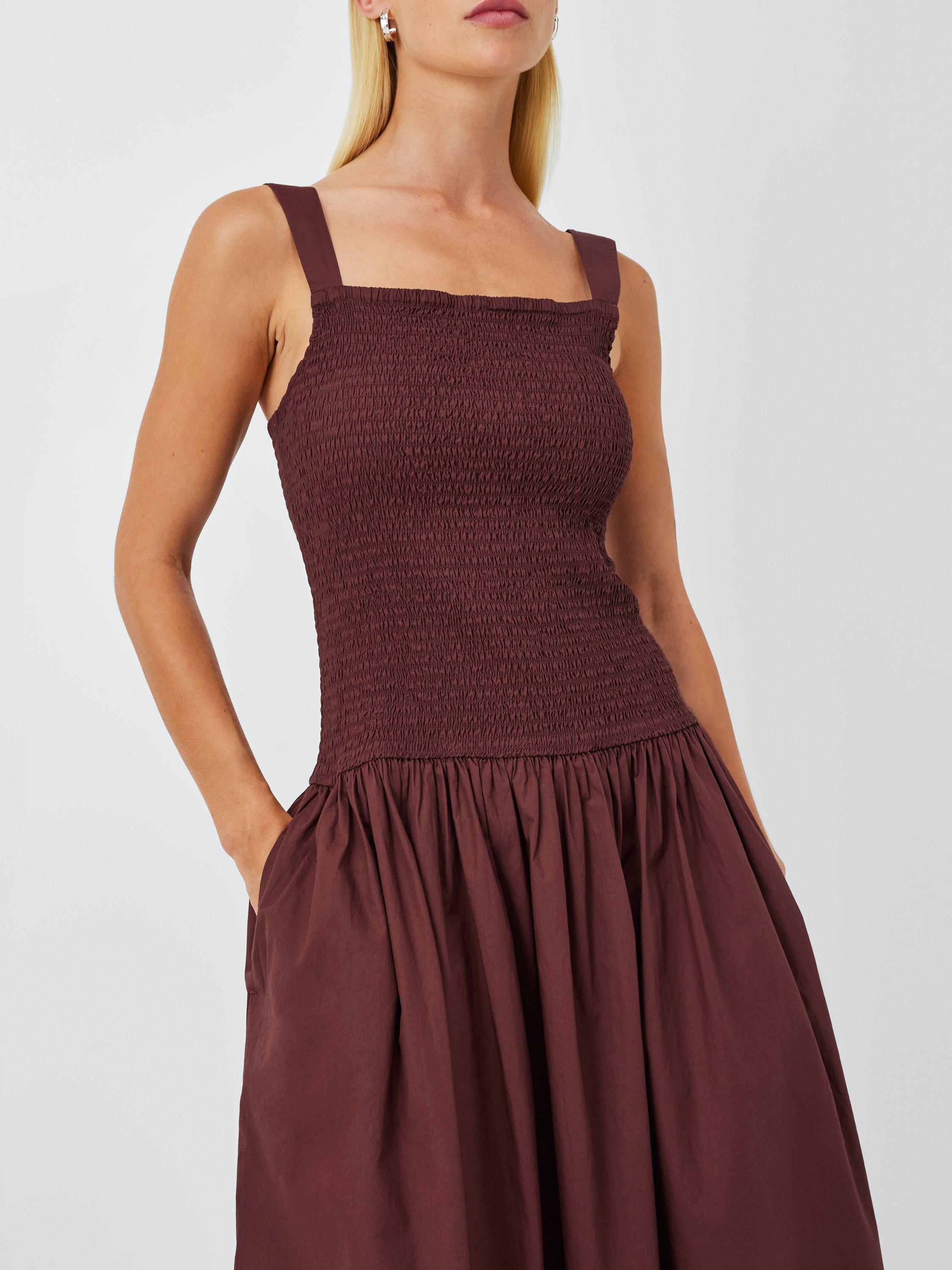 Product image 5 of 6, which shows John Lewis ANYDAY Shirred Bodice Maxi Dress, Chocolate, 6