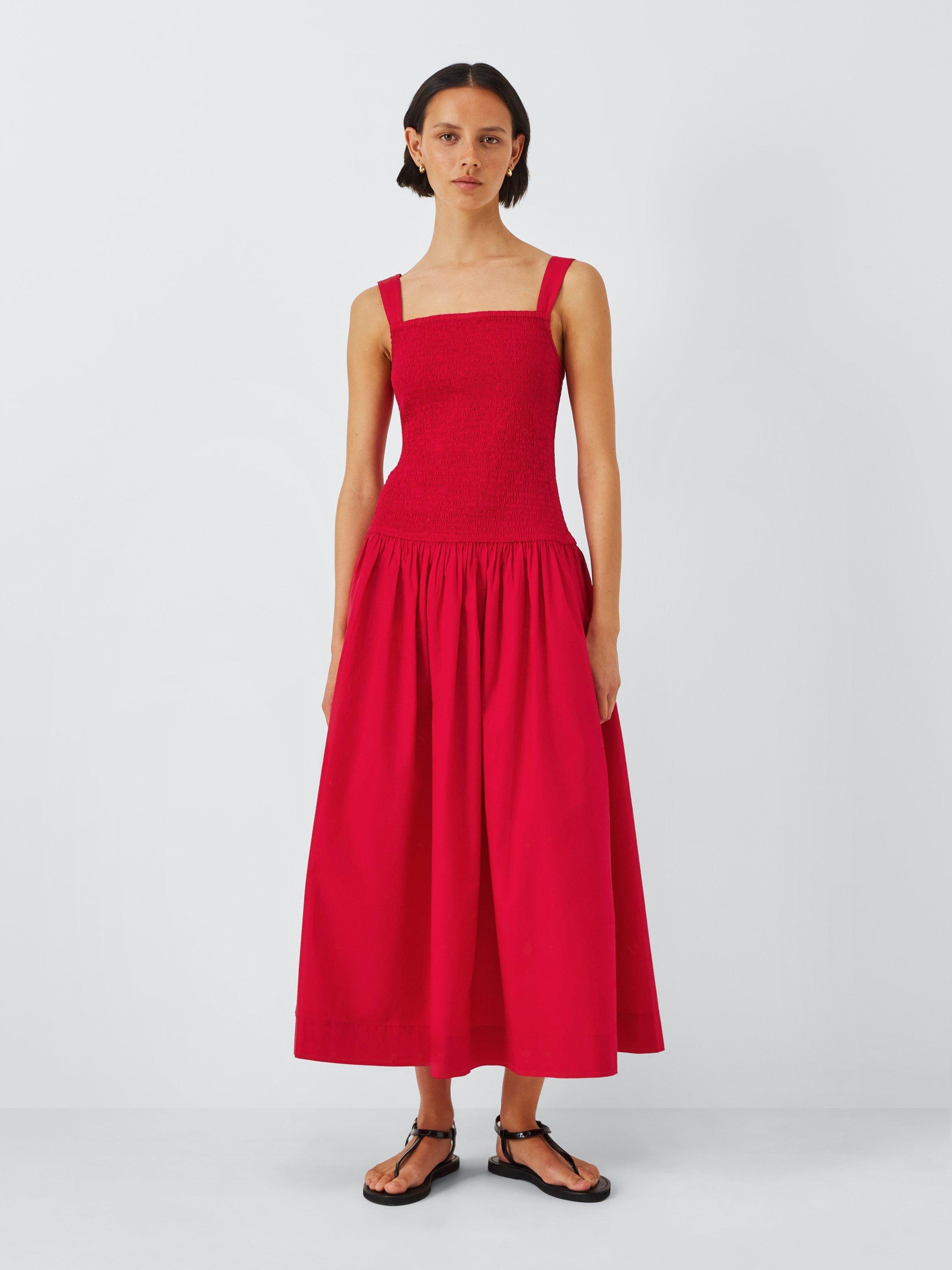 Product image 1 of 6, which shows John Lewis ANYDAY Shirred Bodice Maxi Dress, Red, 6