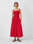 John Lewis ANYDAY Shirred Bodice Maxi Dress, Red