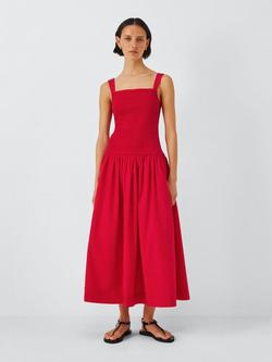 John Lewis ANYDAY Shirred Bodice Maxi Dress, Red