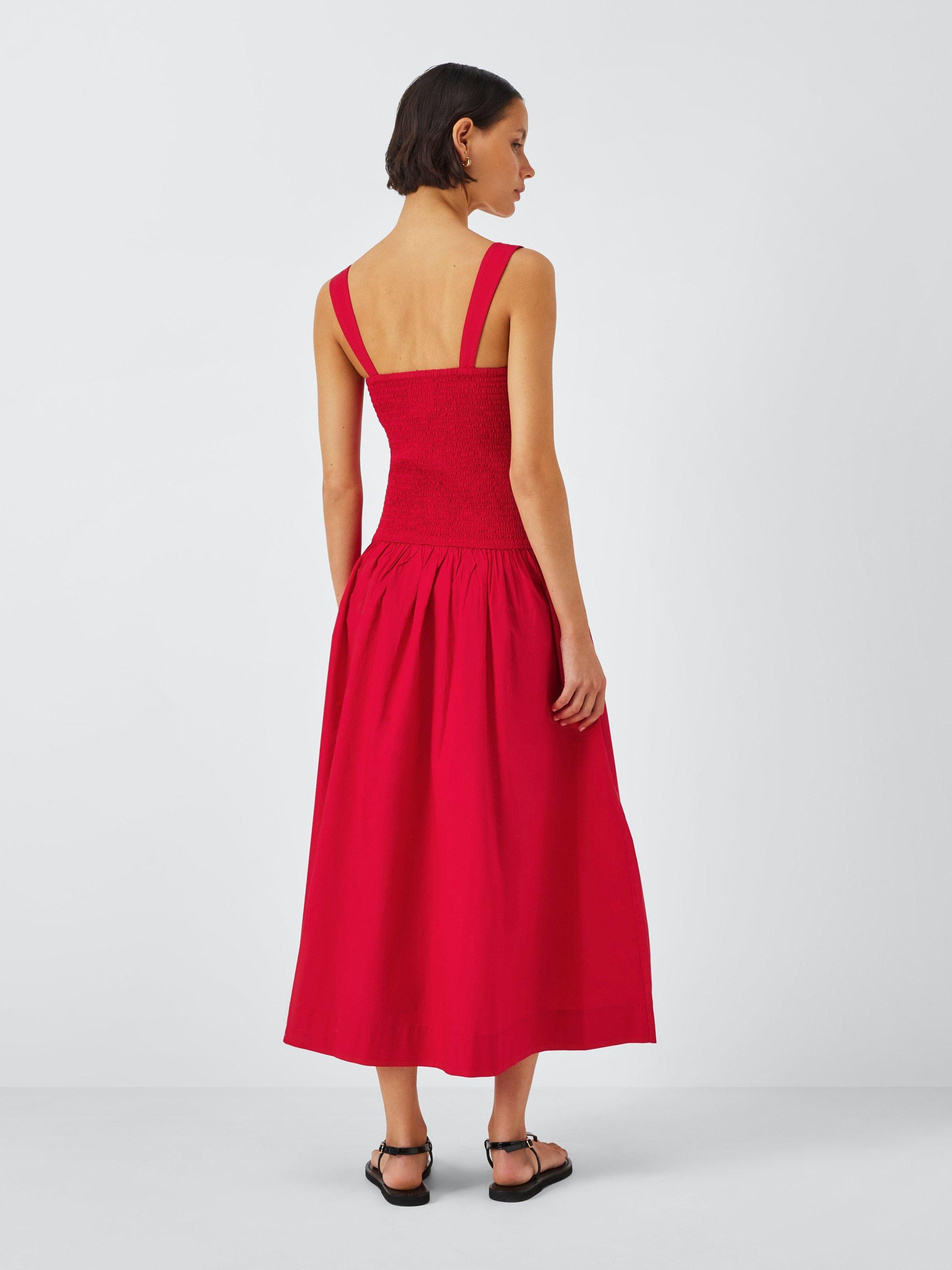 Product image 2 of 6, which shows John Lewis ANYDAY Shirred Bodice Maxi Dress, Red, 6