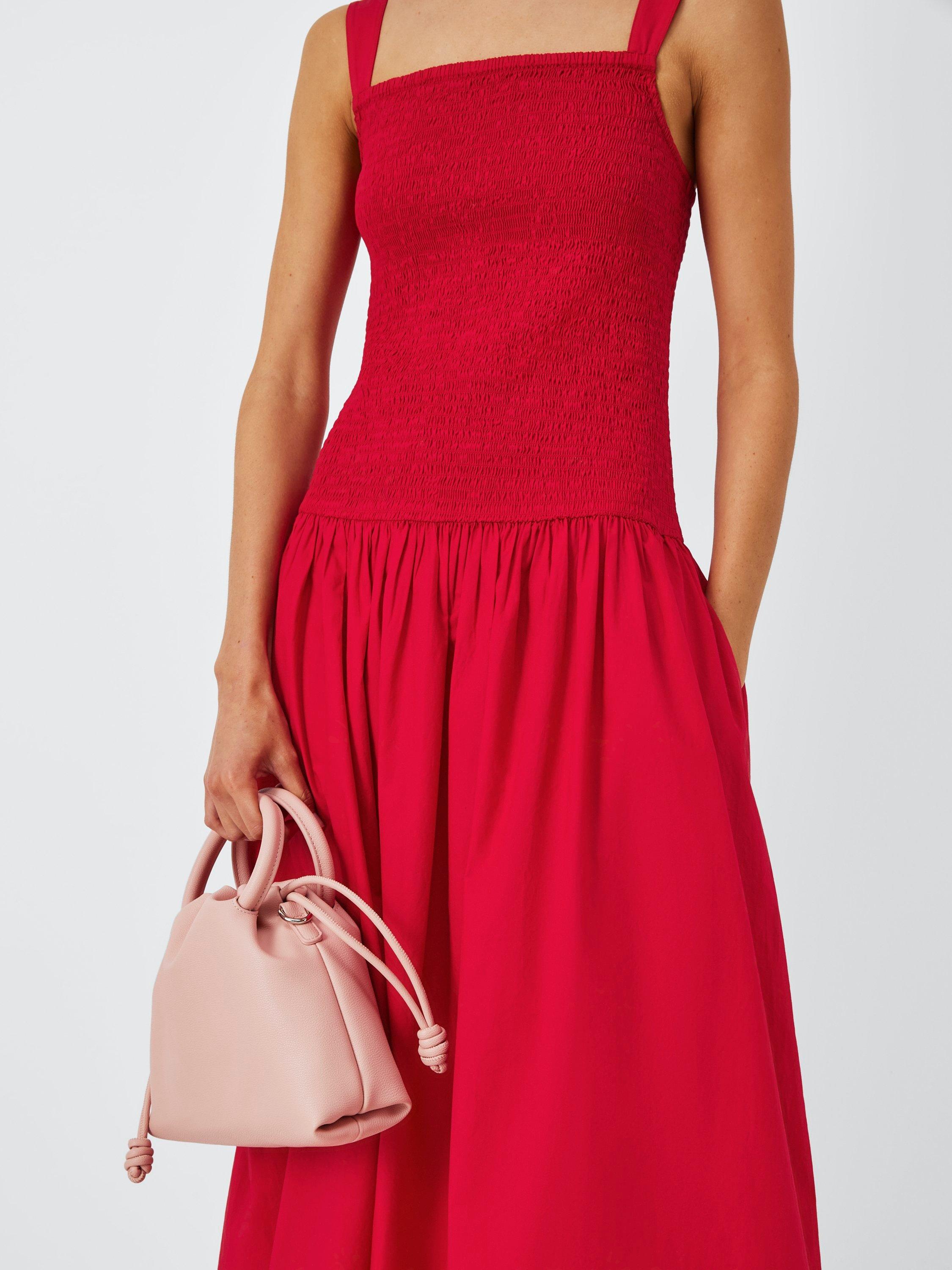 Product image 5 of 6, which shows John Lewis ANYDAY Shirred Bodice Maxi Dress, Red, 6