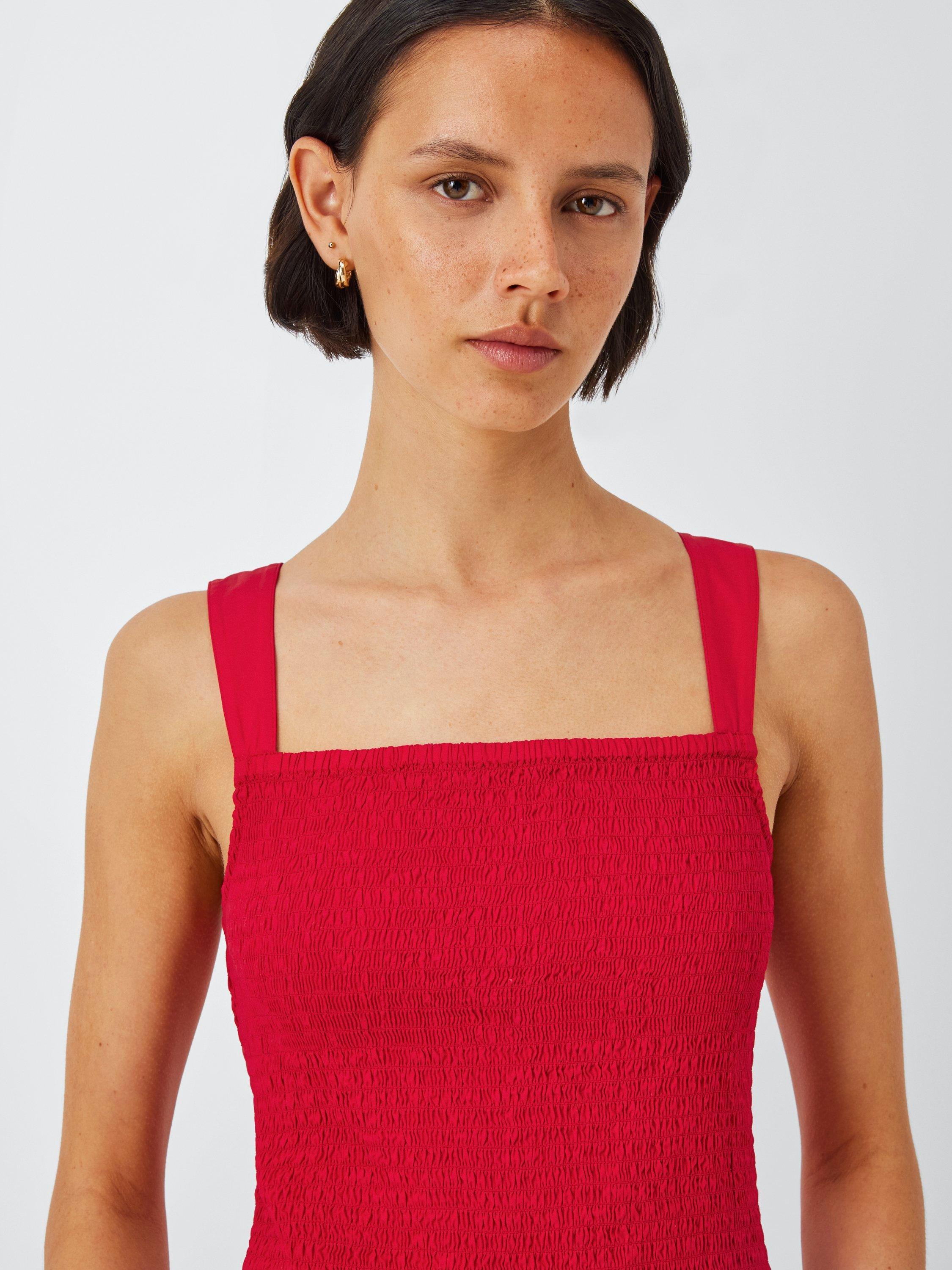 Product image 6 of 6, which shows John Lewis ANYDAY Shirred Bodice Maxi Dress, Red, 6