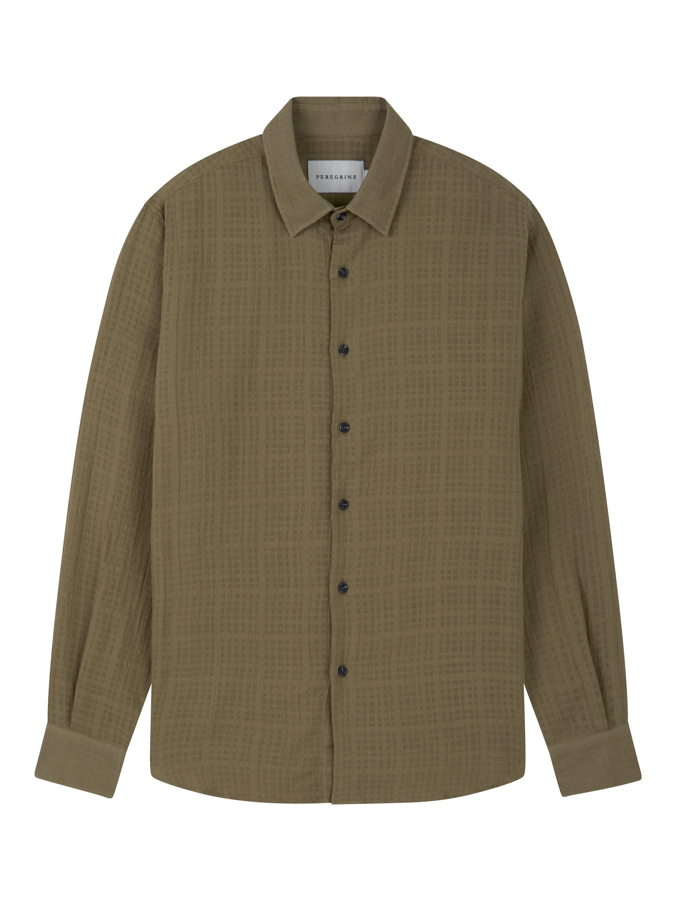Product image 6 of 6, which shows Peregrine Resort Cotton Textured Weave Shirt, Moss, S