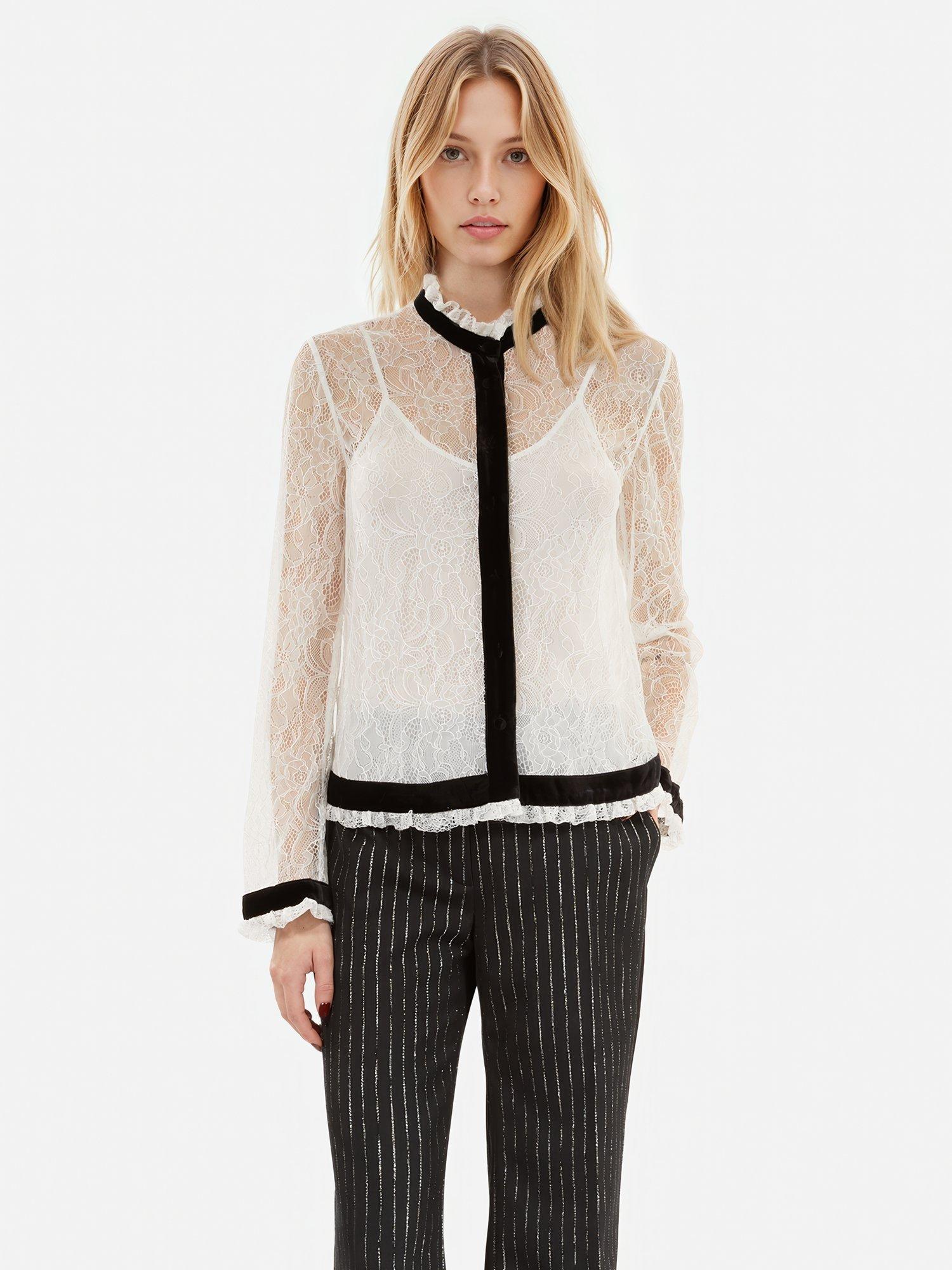 Product image 2 of 6, which shows THE KOOPLES Colour Contrast Top, White/Black, 8
