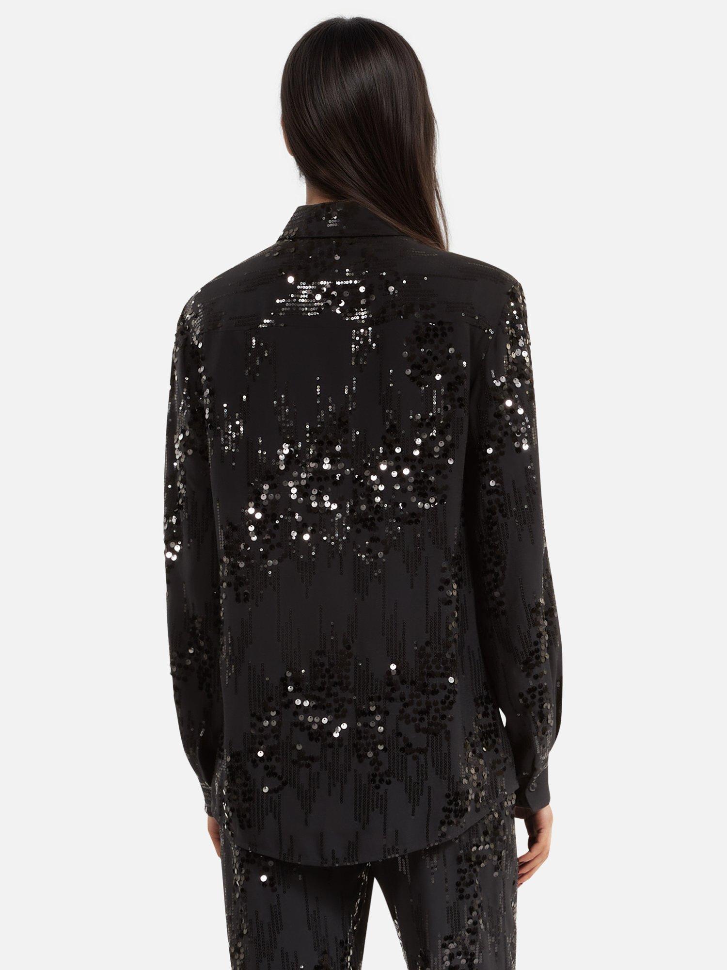 Product image 2 of 6, which shows THE KOOPLES Sequin Long Sleeve Shirt, Black, 10