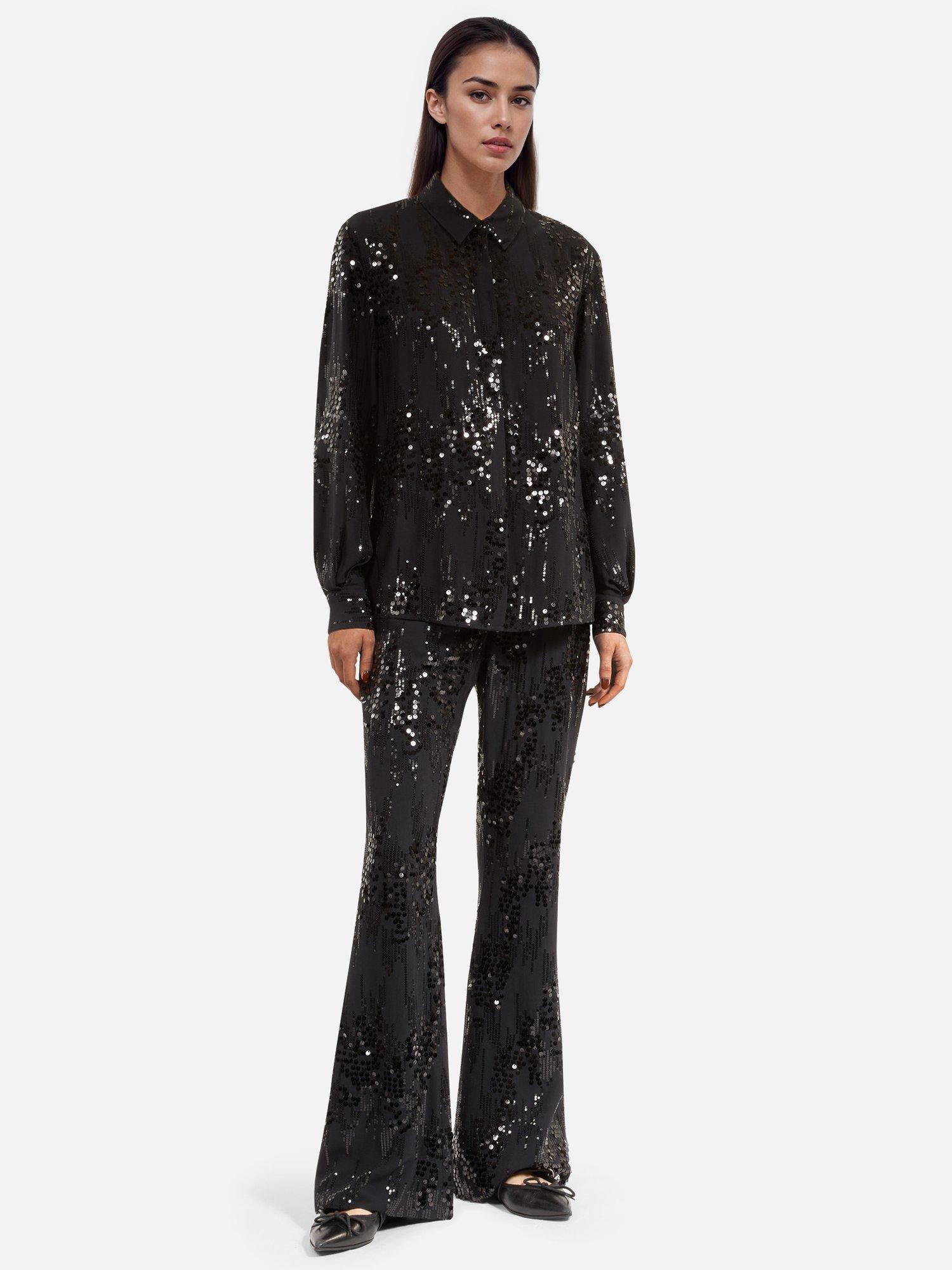 Product image 3 of 6, which shows THE KOOPLES Sequin Long Sleeve Shirt, Black, 10