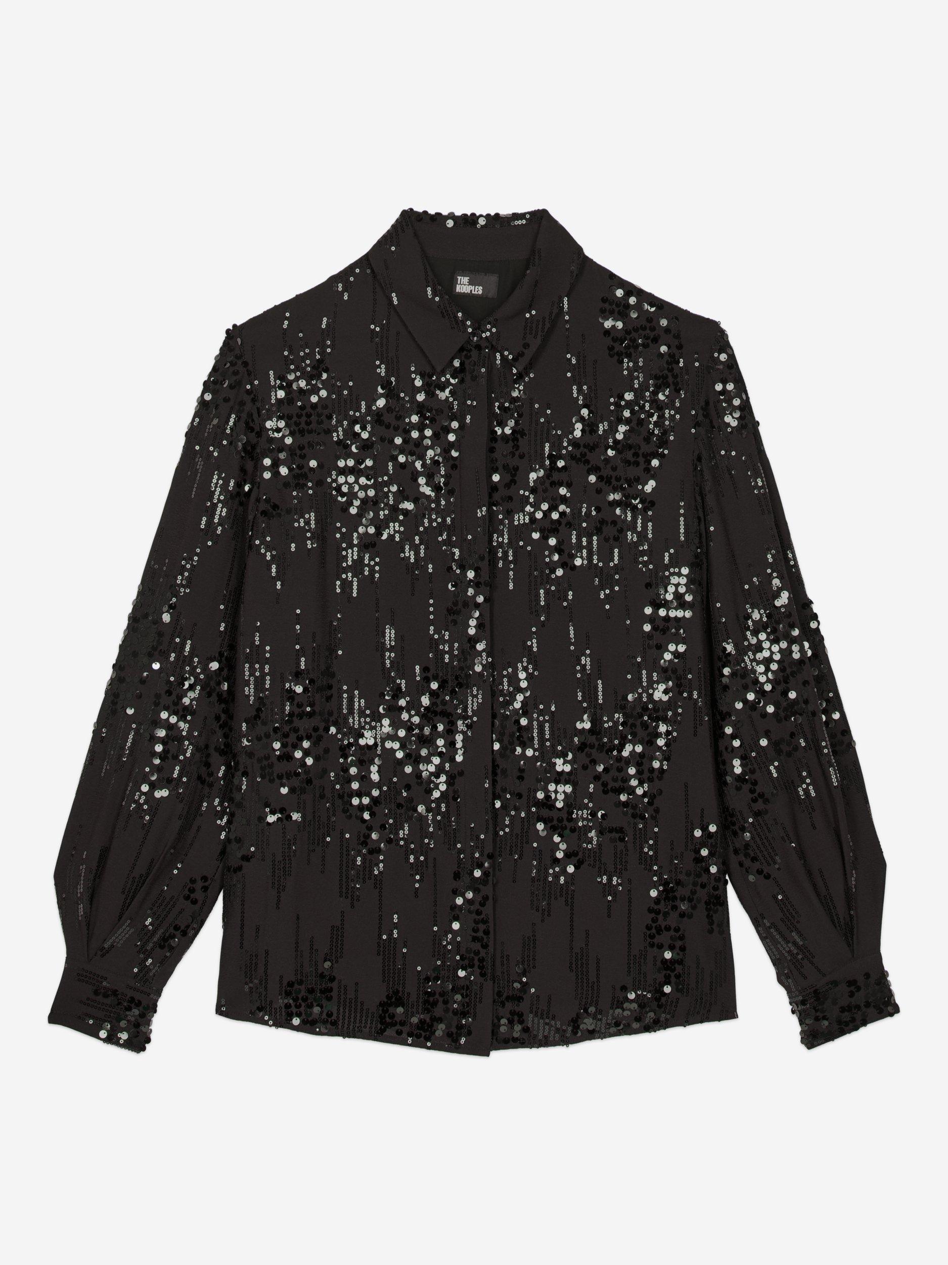 Product image 5 of 6, which shows THE KOOPLES Sequin Long Sleeve Shirt, Black, 10