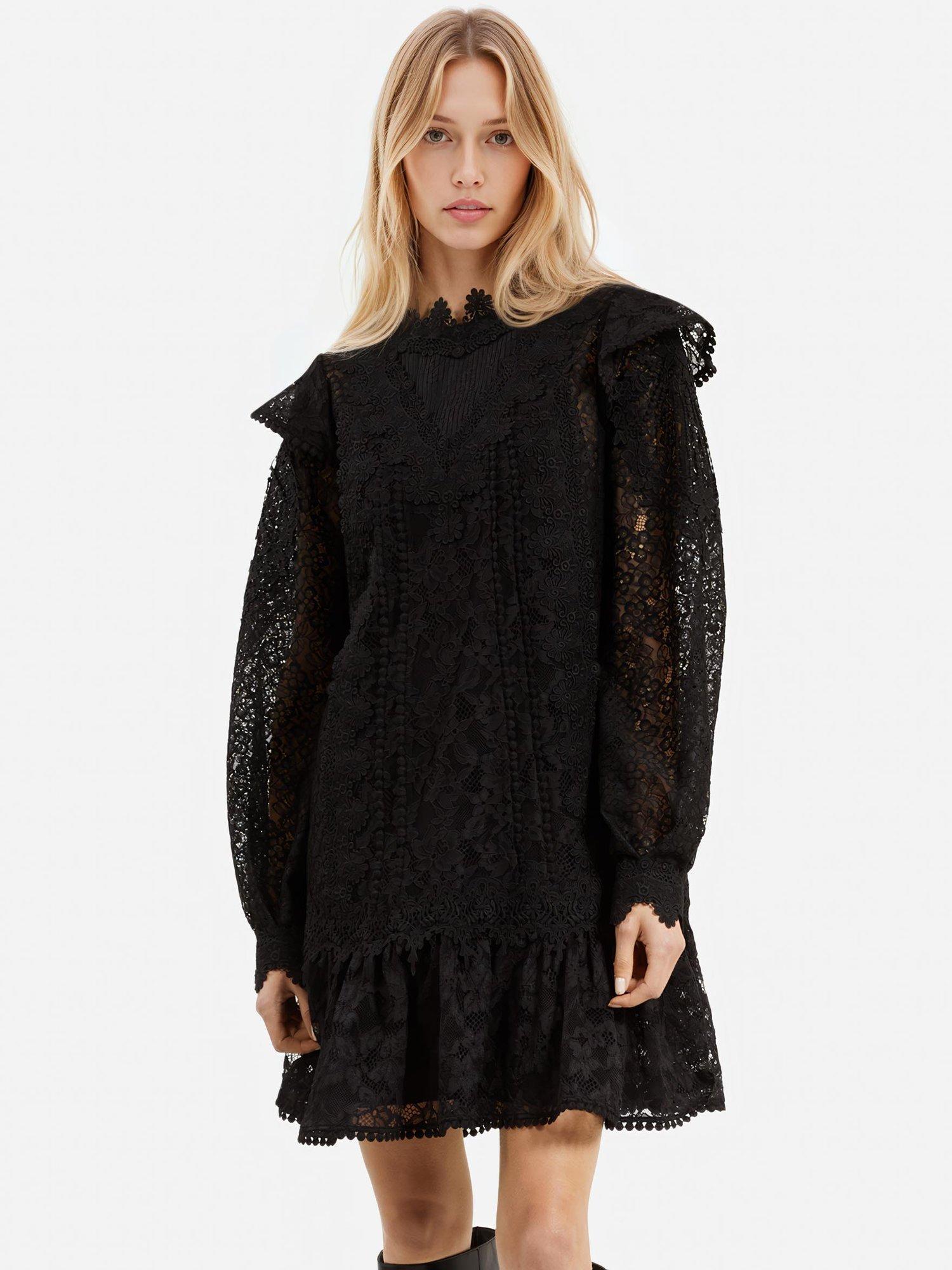 Product image 2 of 6, which shows THE KOOPLES Lace Ruffle Dress, Black, 10