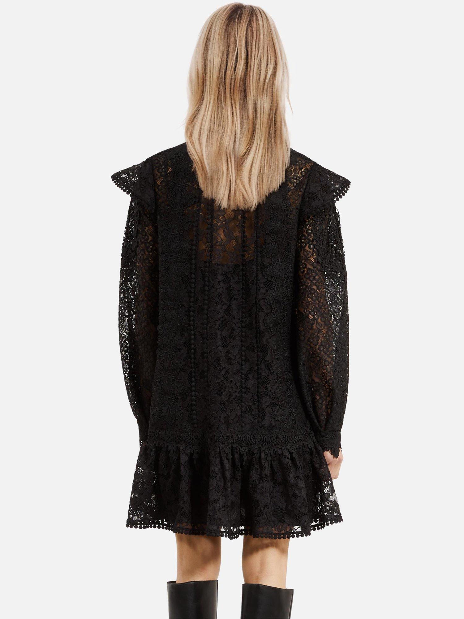 Product image 3 of 6, which shows THE KOOPLES Lace Ruffle Dress, Black, 10
