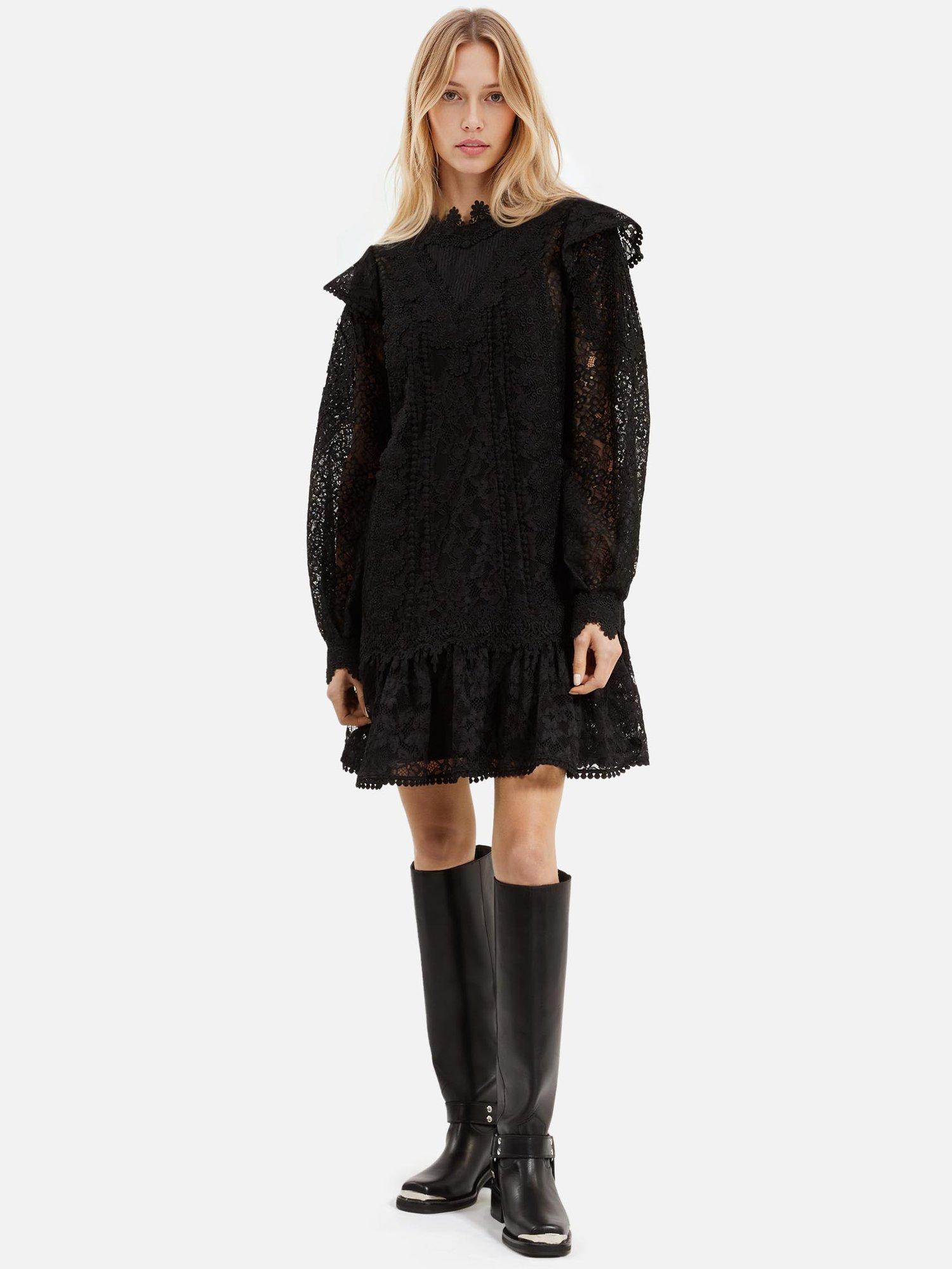 Product image 4 of 6, which shows THE KOOPLES Lace Ruffle Dress, Black, 10