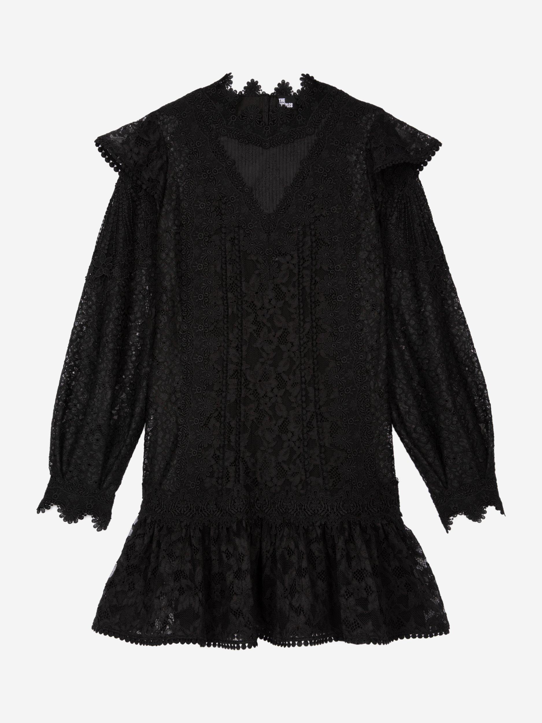 Product image 5 of 6, which shows THE KOOPLES Lace Ruffle Dress, Black, 10