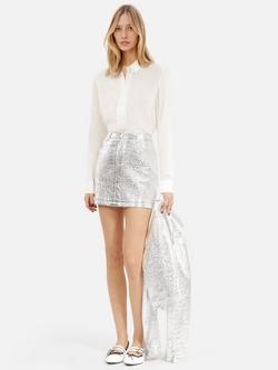 THE KOOPLES Metallic Mini Skirt, Silver, Silver