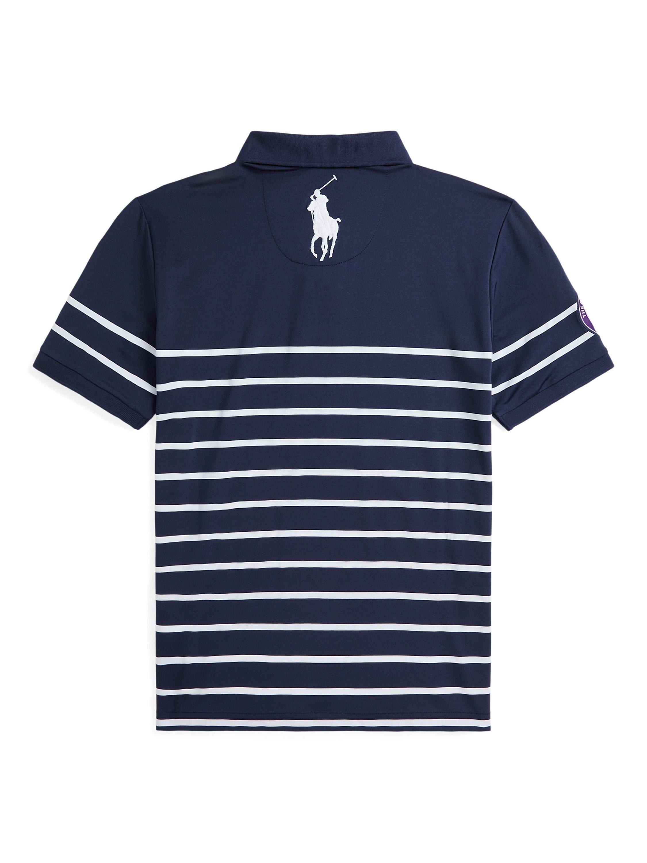 Product image 2 of 2, which shows Polo Ralph Lauren Kids' Wimbledon Ballperson Stripe Polo Shirt, Navy/White, S