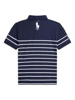 Polo Ralph Lauren Kids' Wimbledon Ballperson Stripe Polo Shirt, Navy/White - view 2, Navy/White