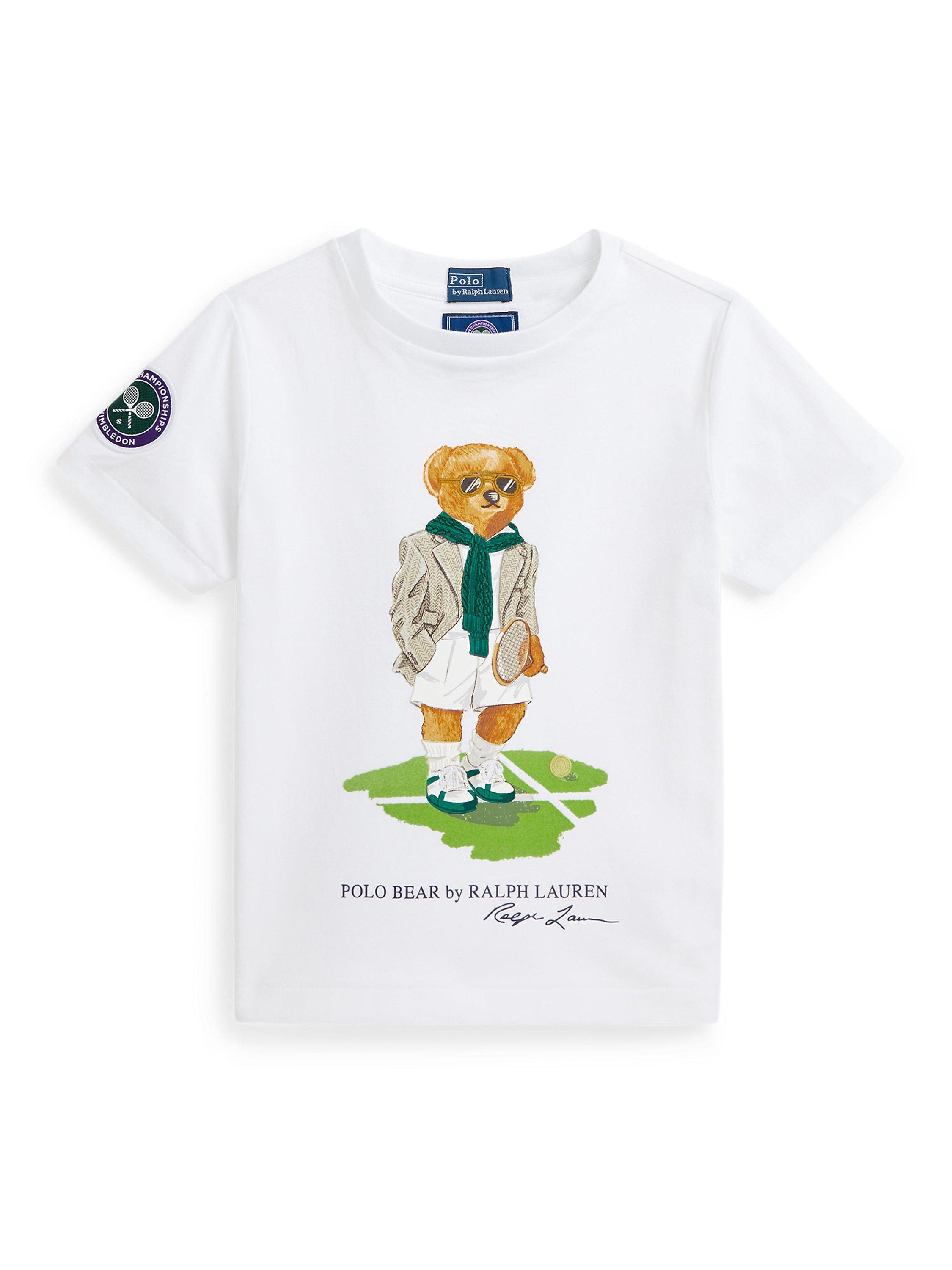 Product image 1 of 2, which shows Ralph Lauren Polo Ralph Lauren Kids' Wimbledon Bear T-Shirt, Ceramic White, 2 years