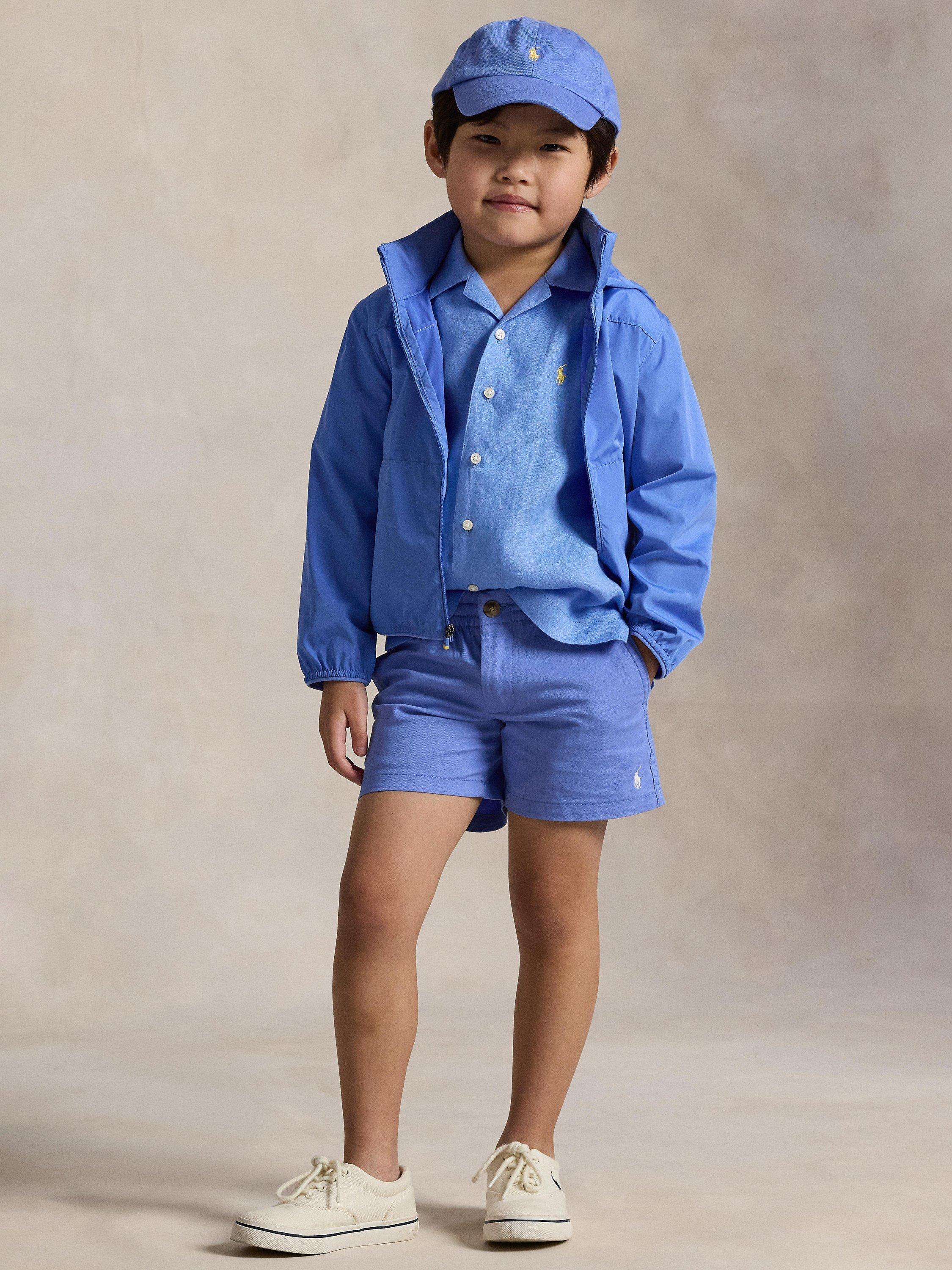 Product image 2 of 8, which shows Ralph Lauren Kids' Linen Short Sleeve Shirt, Harbour Blue, 2 years