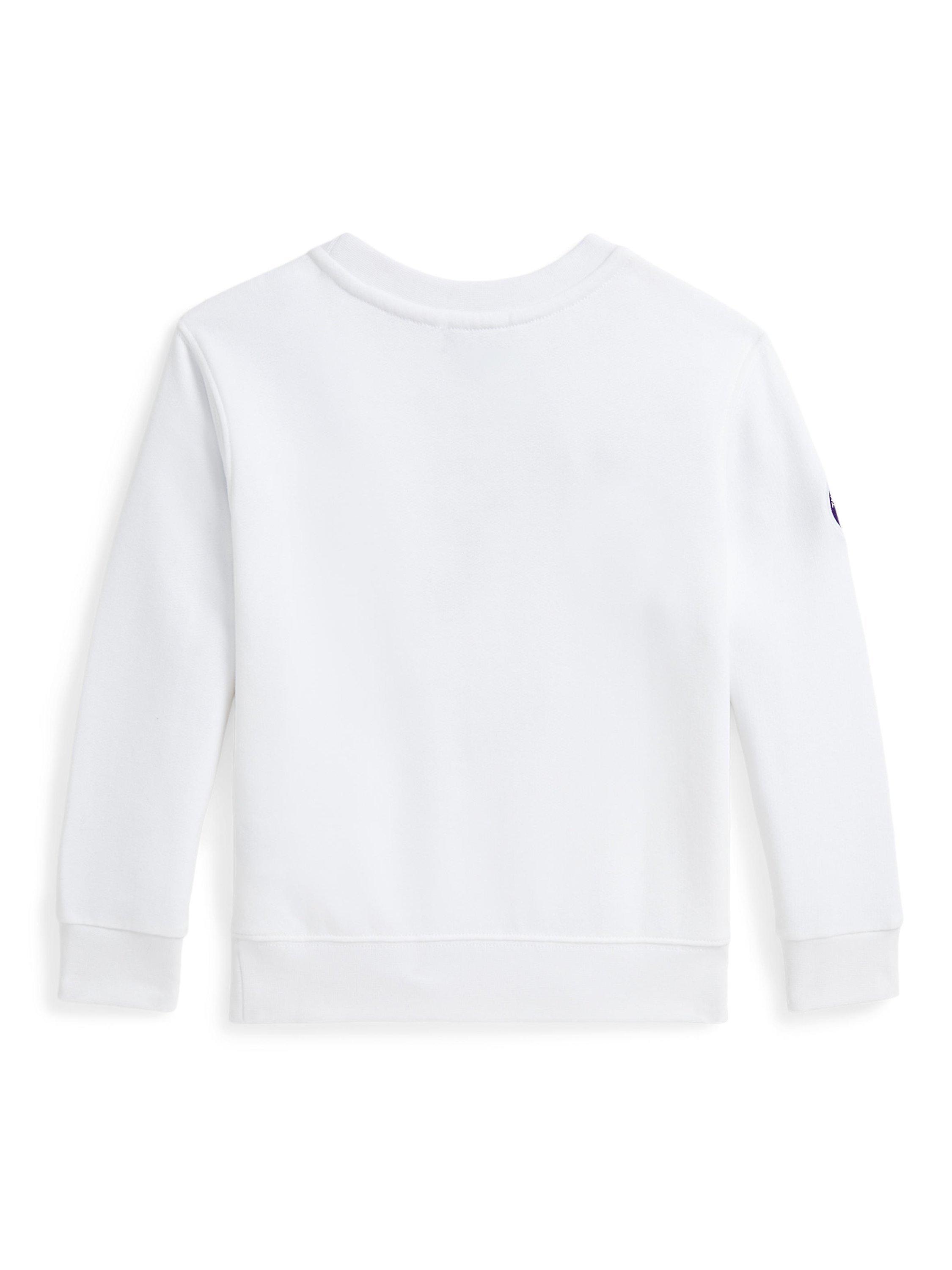 Product image 2 of 2, which shows Polo Ralph Lauren Kids' Wimbledon Polo Bear Sweatshirt, Ceramic White, 2 years