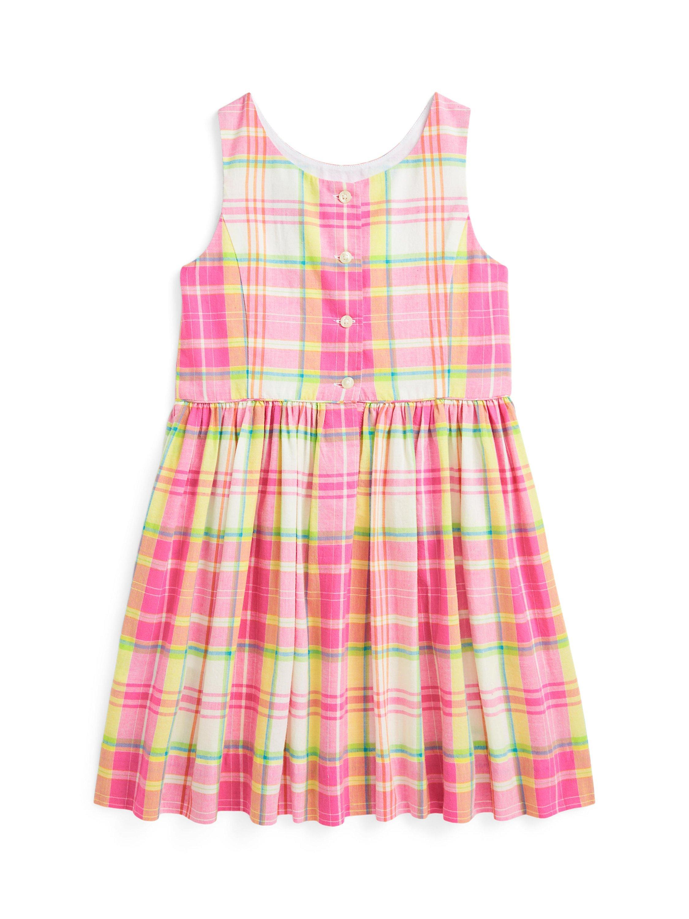 Product image 3 of 6, which shows Polo Ralph Lauren Kids' Plaid Cotton Dress, Pink/White, 2 years