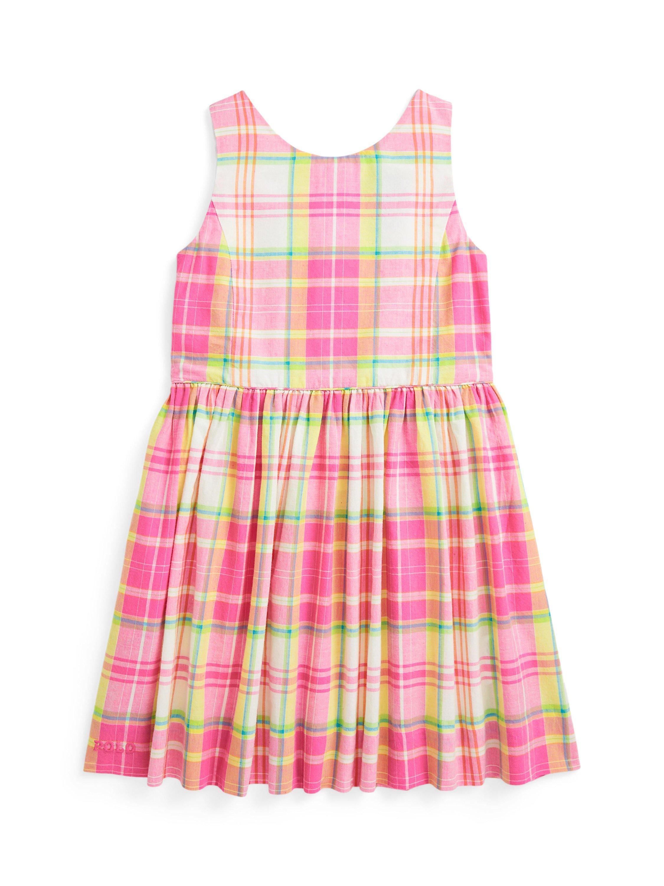 Product image 4 of 6, which shows Polo Ralph Lauren Kids' Plaid Cotton Dress, Pink/White, 2 years