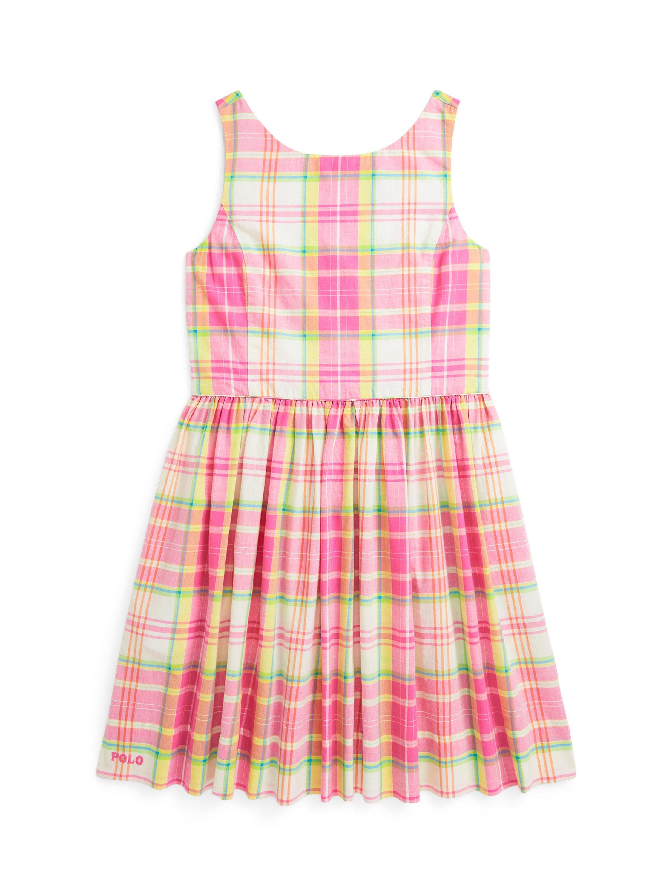 Product image 6 of 6, which shows Polo Ralph Lauren Kids' Plaid Cotton Dress, Pink/White, 2 years