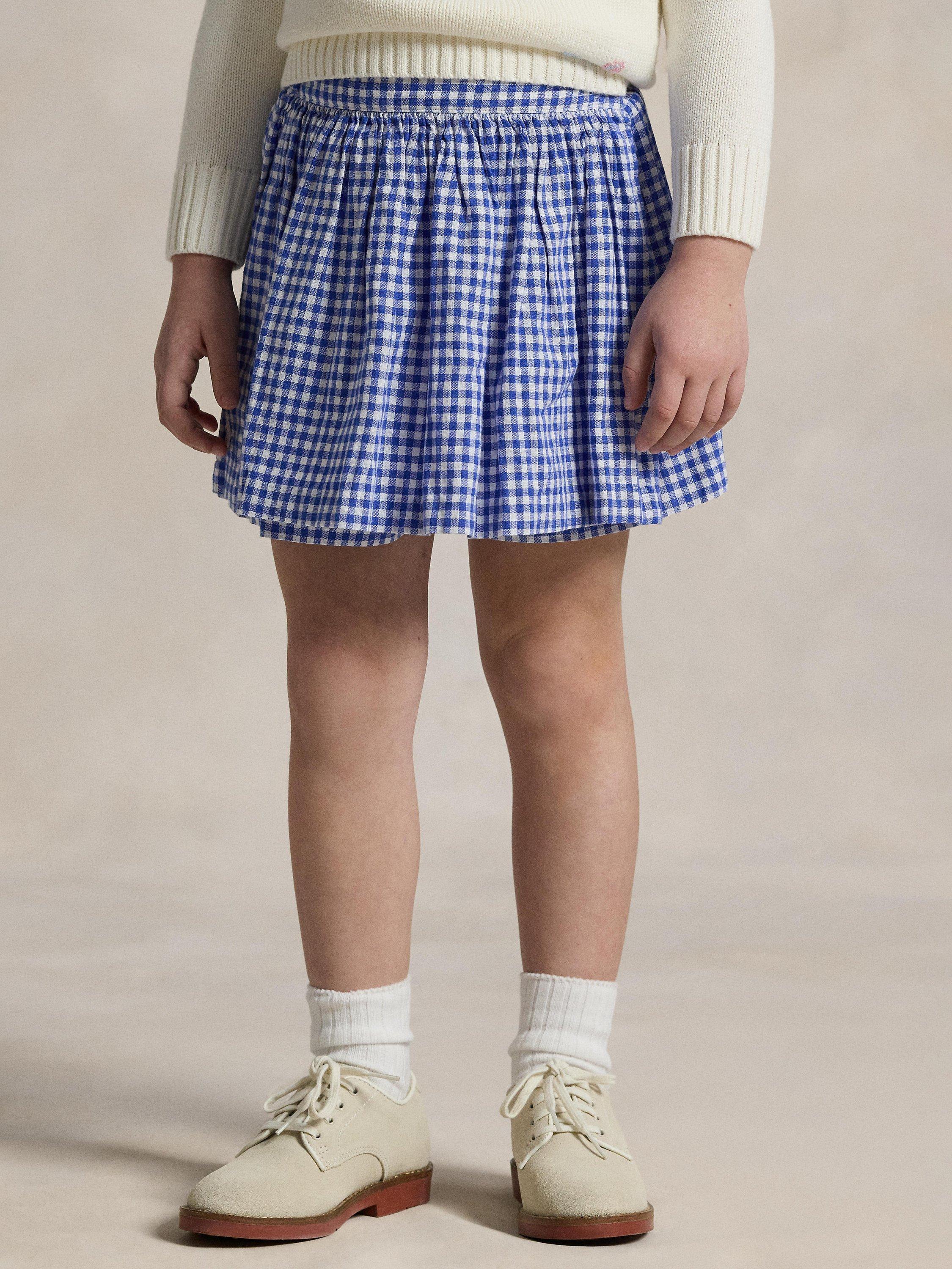 Product image 2 of 10, which shows Ralph Lauren Polo Ralph Lauren Kids' Linen & Cotton Blend Skort, Royal/White, 4 years