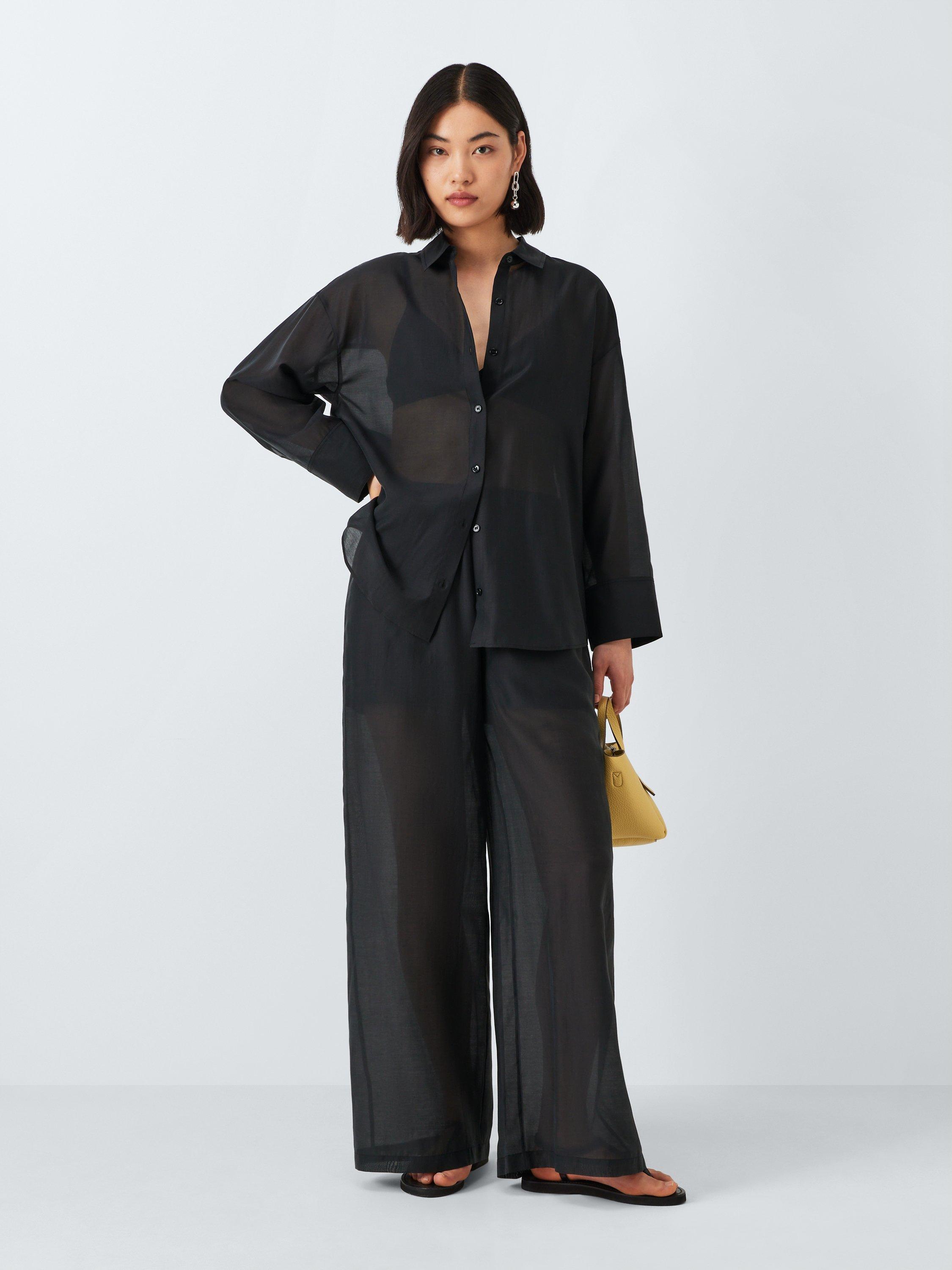 Product image 3 of 6, which shows John Lewis ANYDAY Sheer Long Sleeve Shirt, Black, 8