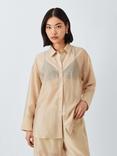 John Lewis ANYDAY Sheer Long Sleeve Shirt, Black, Beige