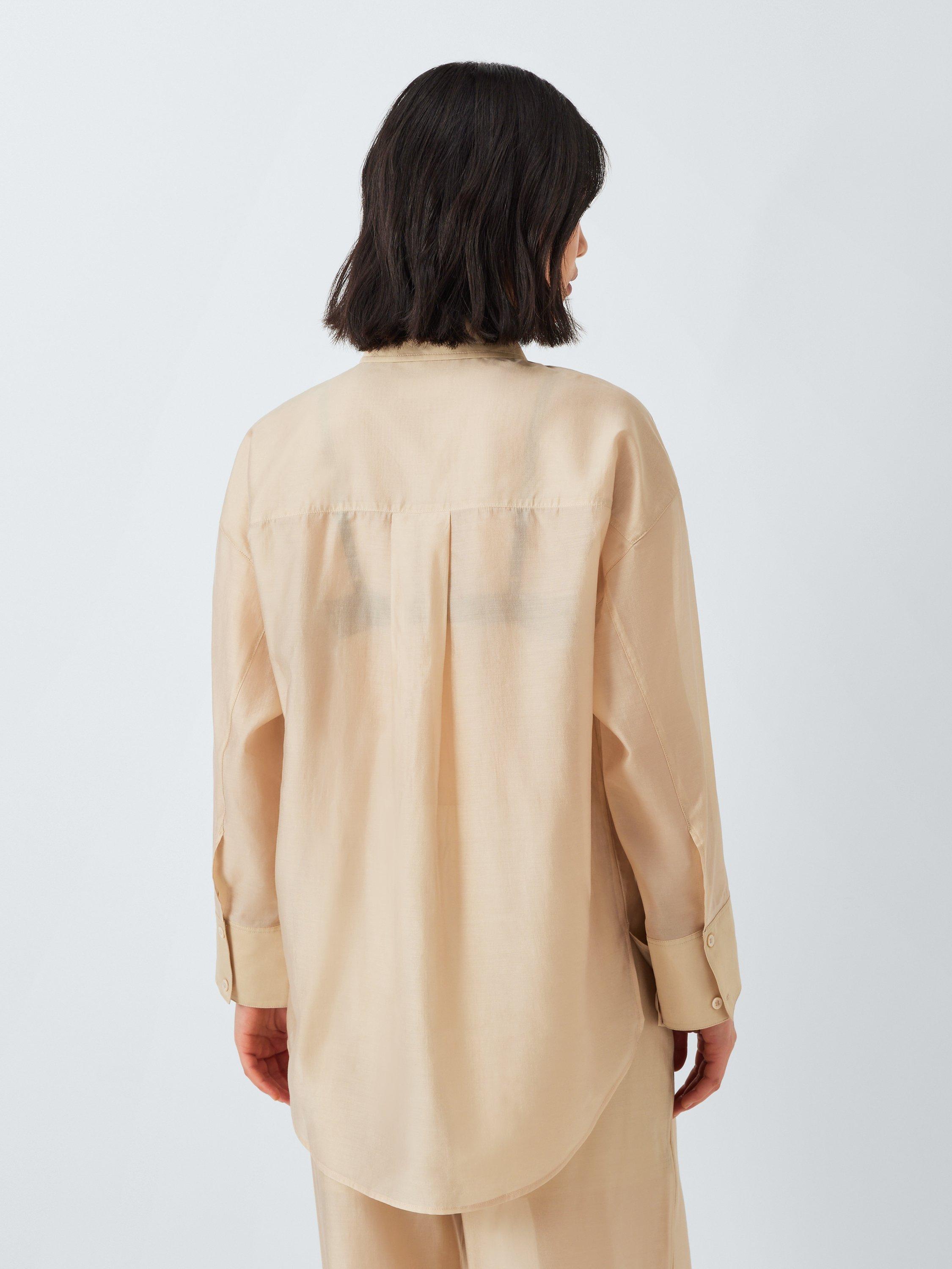Product image 2 of 6, which shows John Lewis ANYDAY Sheer Long Sleeve Shirt, Beige, 6