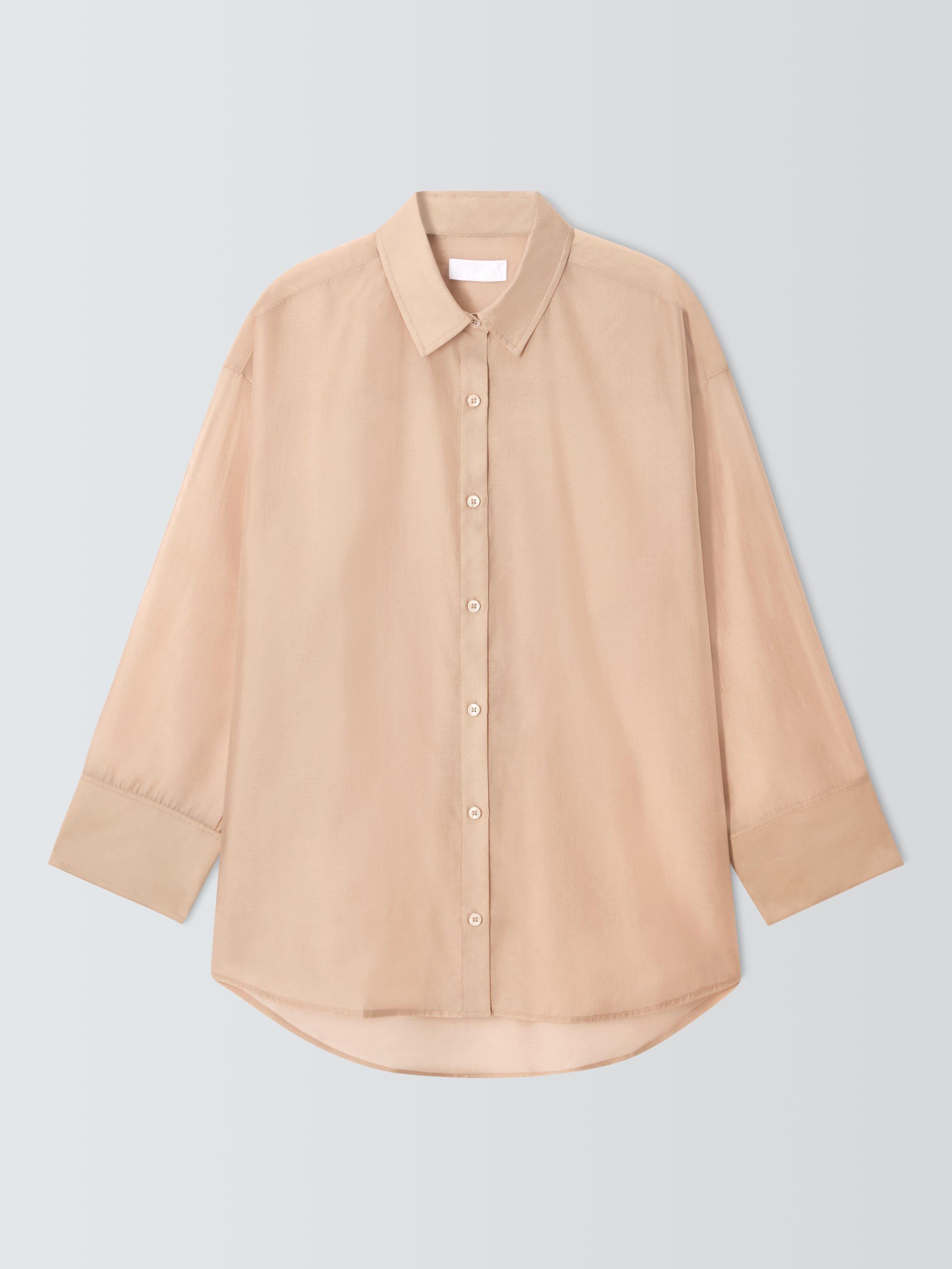 Product image 4 of 6, which shows John Lewis ANYDAY Sheer Long Sleeve Shirt, Beige, 6