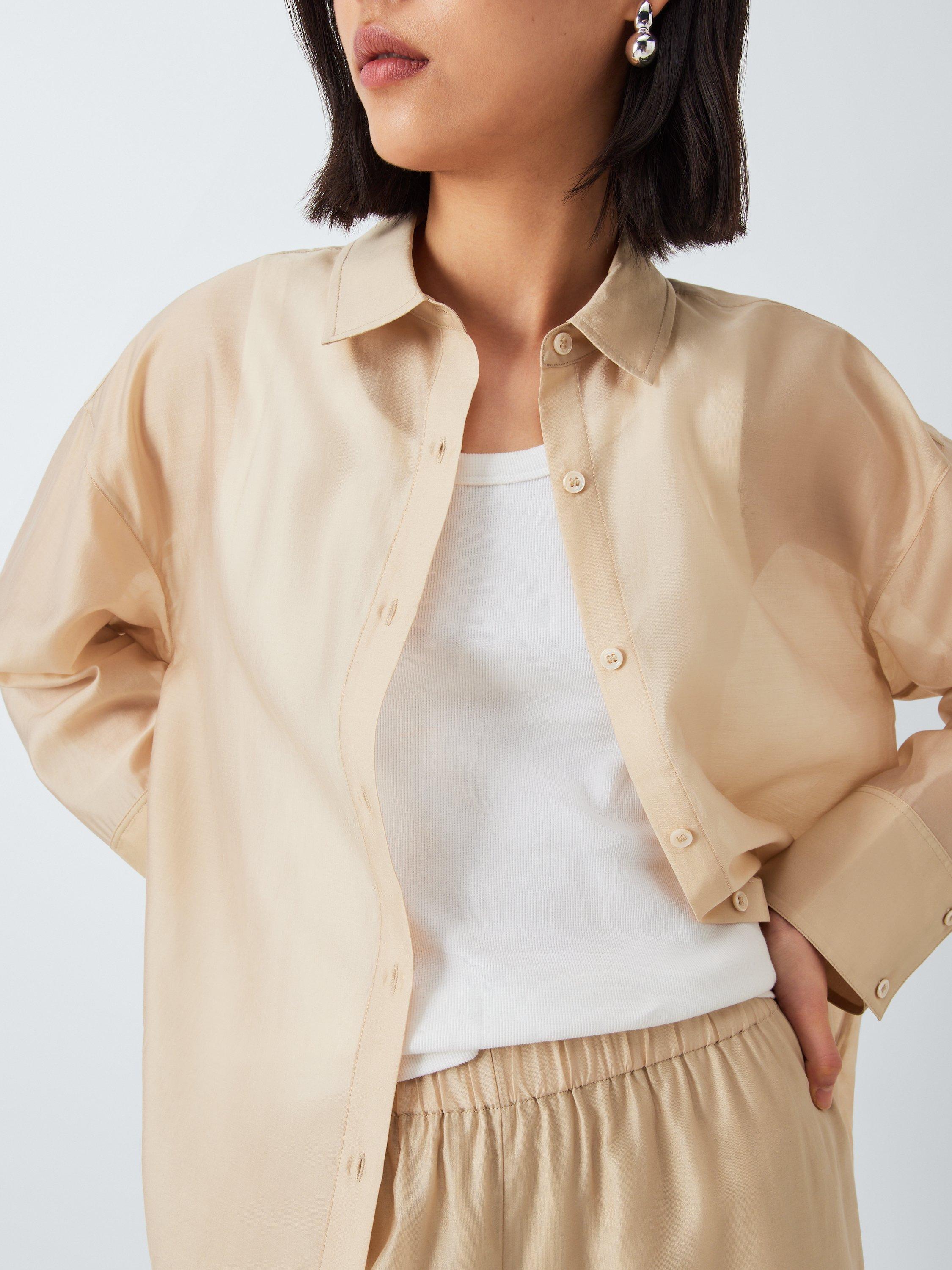 Product image 5 of 6, which shows John Lewis ANYDAY Sheer Long Sleeve Shirt, Beige, 6