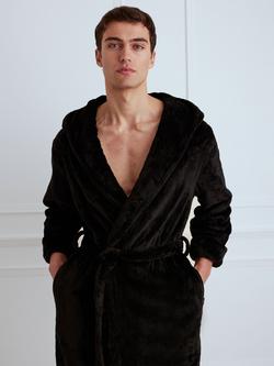 Chelsea Peers Fleece Dressing Gown, Black - view 2, Black
