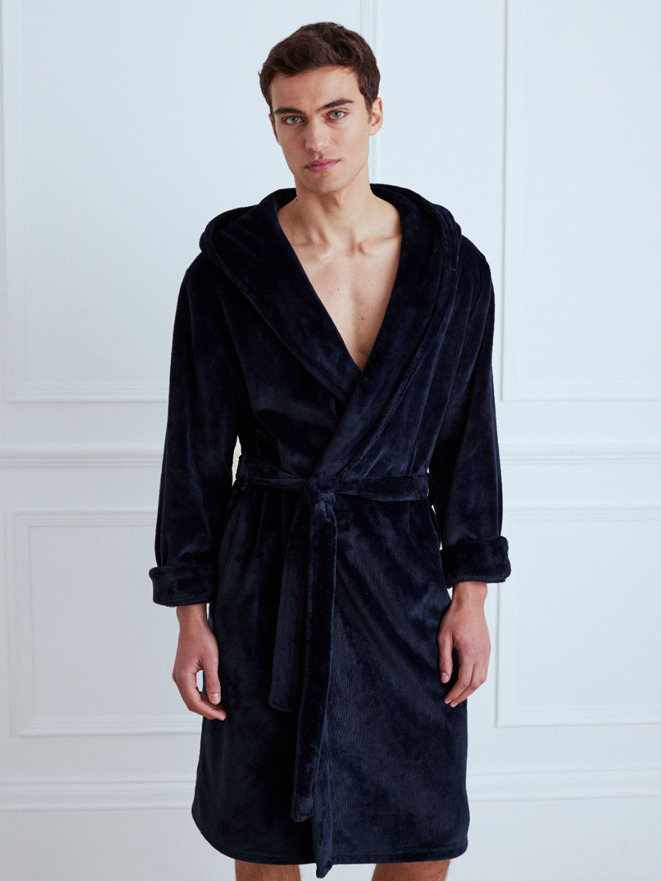 Product image 2 of 5, which shows Chelsea Peers Fleece Dressing Gown, Navy, S