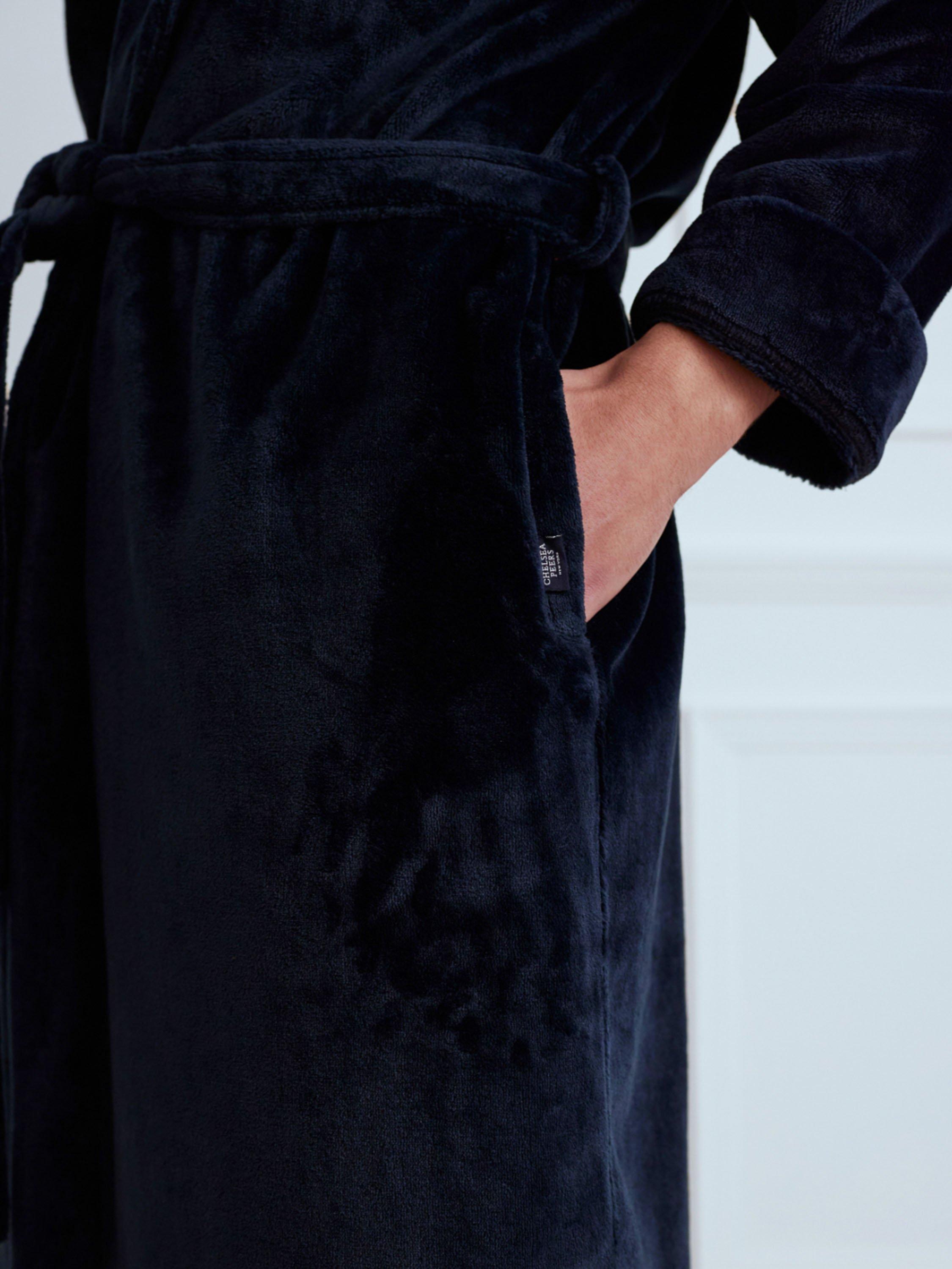 Product image 4 of 5, which shows Chelsea Peers Fleece Dressing Gown, Navy, S
