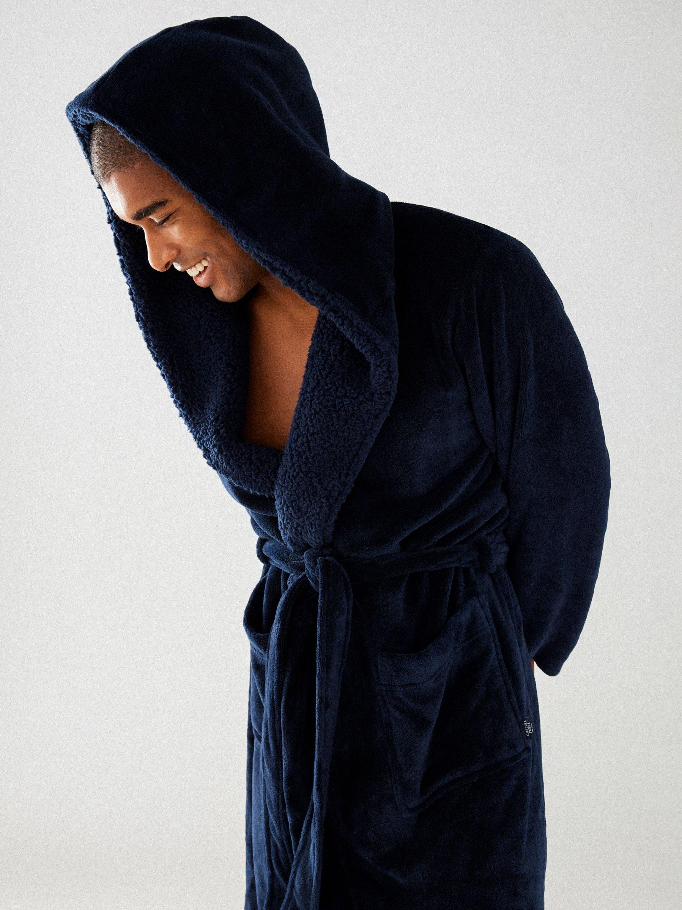 Product image 5 of 5, which shows Chelsea Peers Fleece Dressing Gown, Navy, S