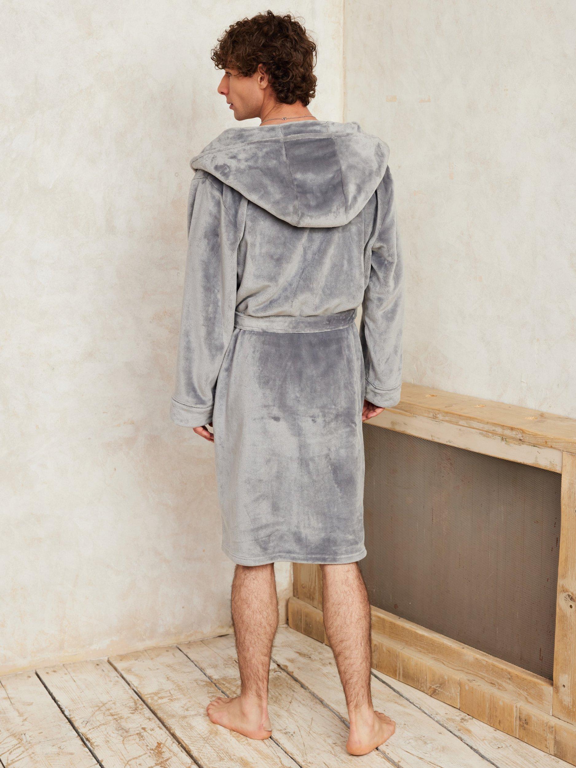 Product image 2 of 4, which shows Chelsea Peers Fleece Dressing Gown, Grey, S