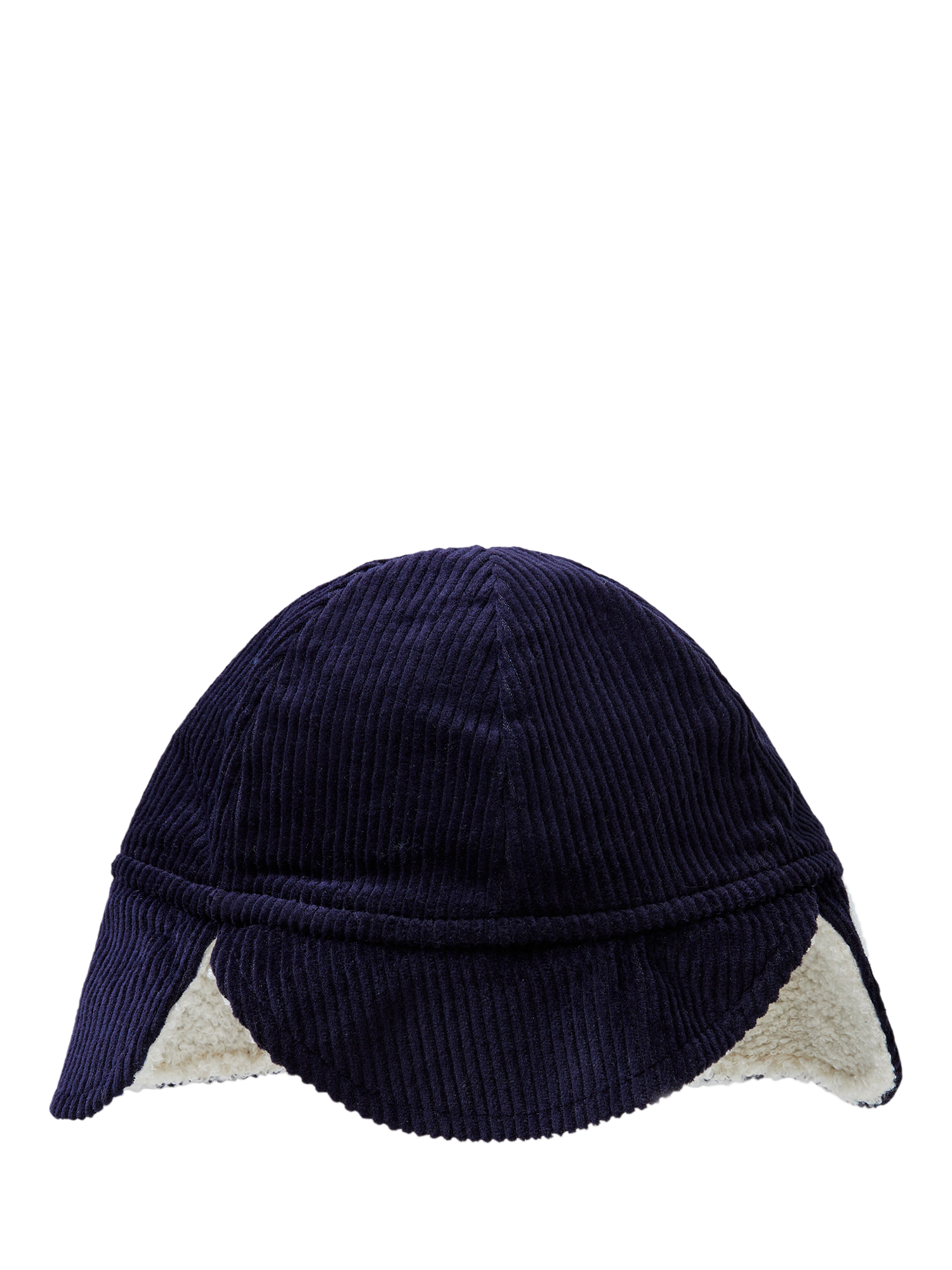 Benetton Kids' Corduroy Faux Fur Lined Ear Muff Hat, Night Blue