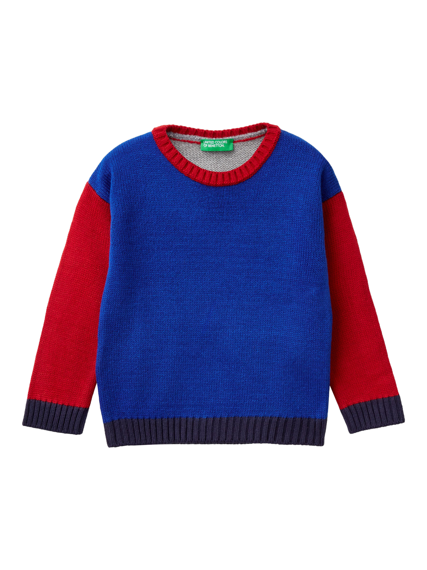 Benetton Kids' Colour Block Jumper, Blue/Multi