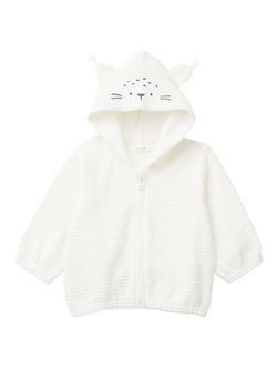 Benetton Baby Stripe Zip Up Hoodie, Off White