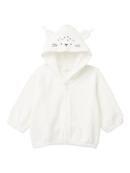 Benetton Baby Stripe Zip Up Hoodie, Off White